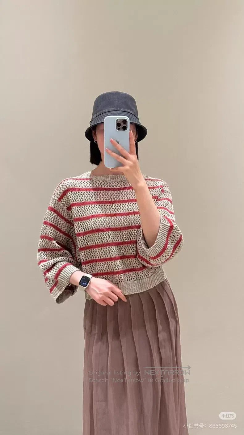 Brunello Cucinelli Brunello Cucinelli Women's Striped Sequin Knit Top Size S / US 4 / IT 40 - 7 Thumbnail