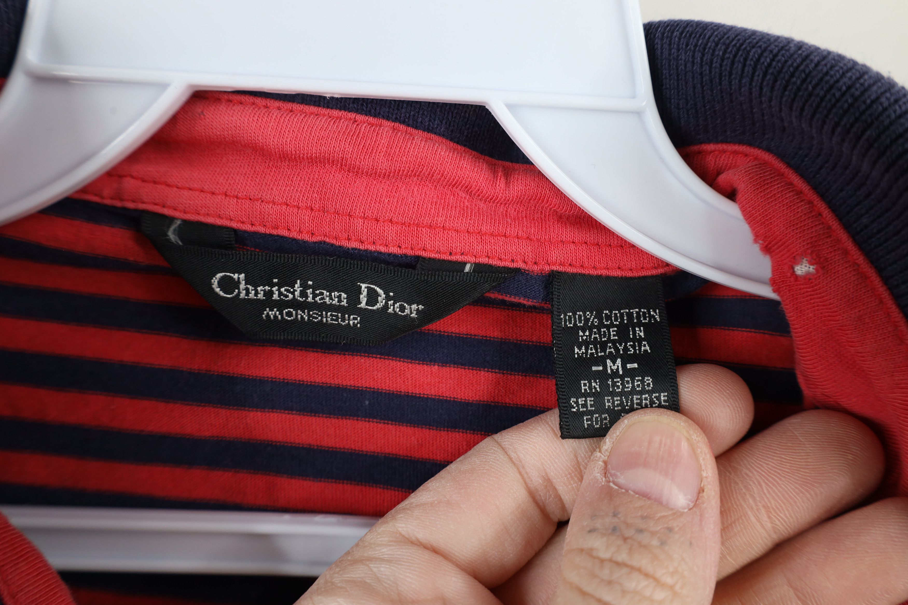 Christian Dior Monsieur × Vintage Vintage 90s Christian Dior Spell Out Striped Polo Shirt Size US M / EU 48-50 / 2 - 10 Thumbnail