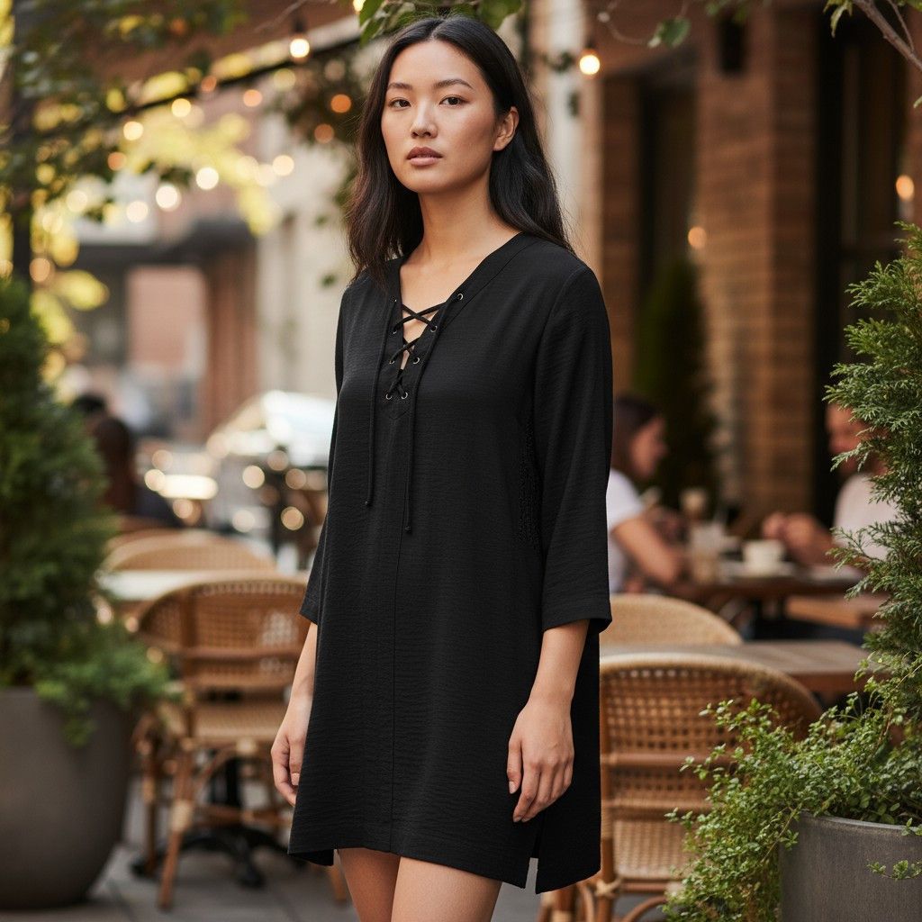 Iro Alessi Lace-Up Mini Dress Black Relaxed Shift | Grailed
