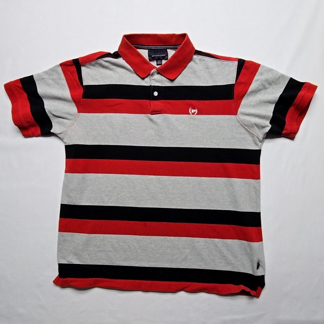 Phat Farm Phat Farm Striped Polo Shirt Red Black Gray Mens M Top Y2K Size US M / EU 48-50 / 2 - 1 Thumbnail