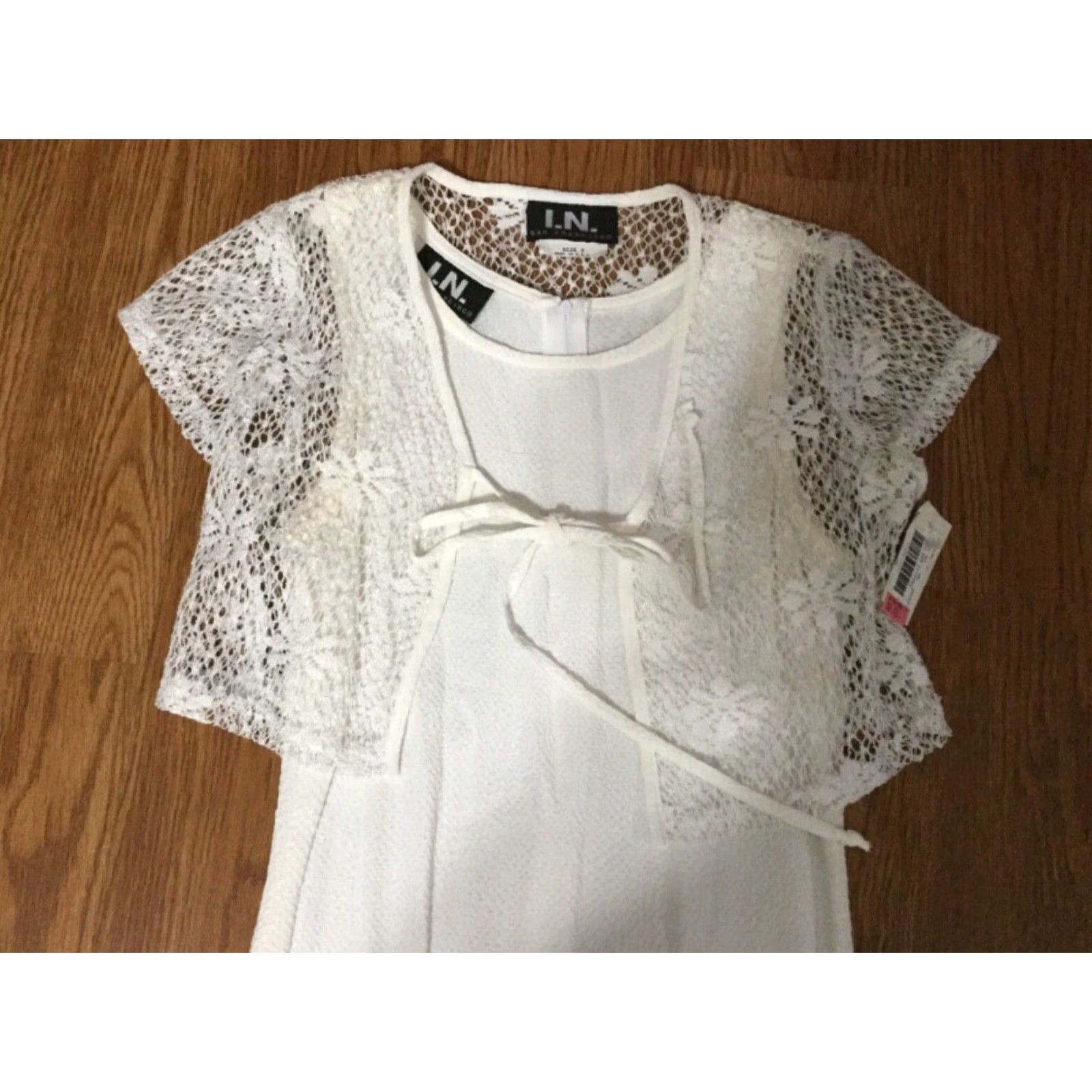 Vintage I.N. San Francisco White Dress & Jacket Juniors’ Size 3 MADE IN USA Size XS / US 0-2 / IT 36-38 - 2 Thumbnail
