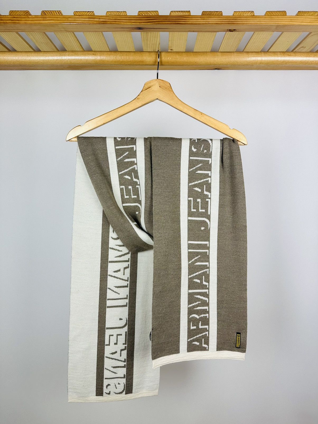 Armani × Giorgio Armani × Vintage Vintage Armani Jeans Scarf Big Logo Muffler Neckwear Size ONE SIZE - 1 Thumbnail