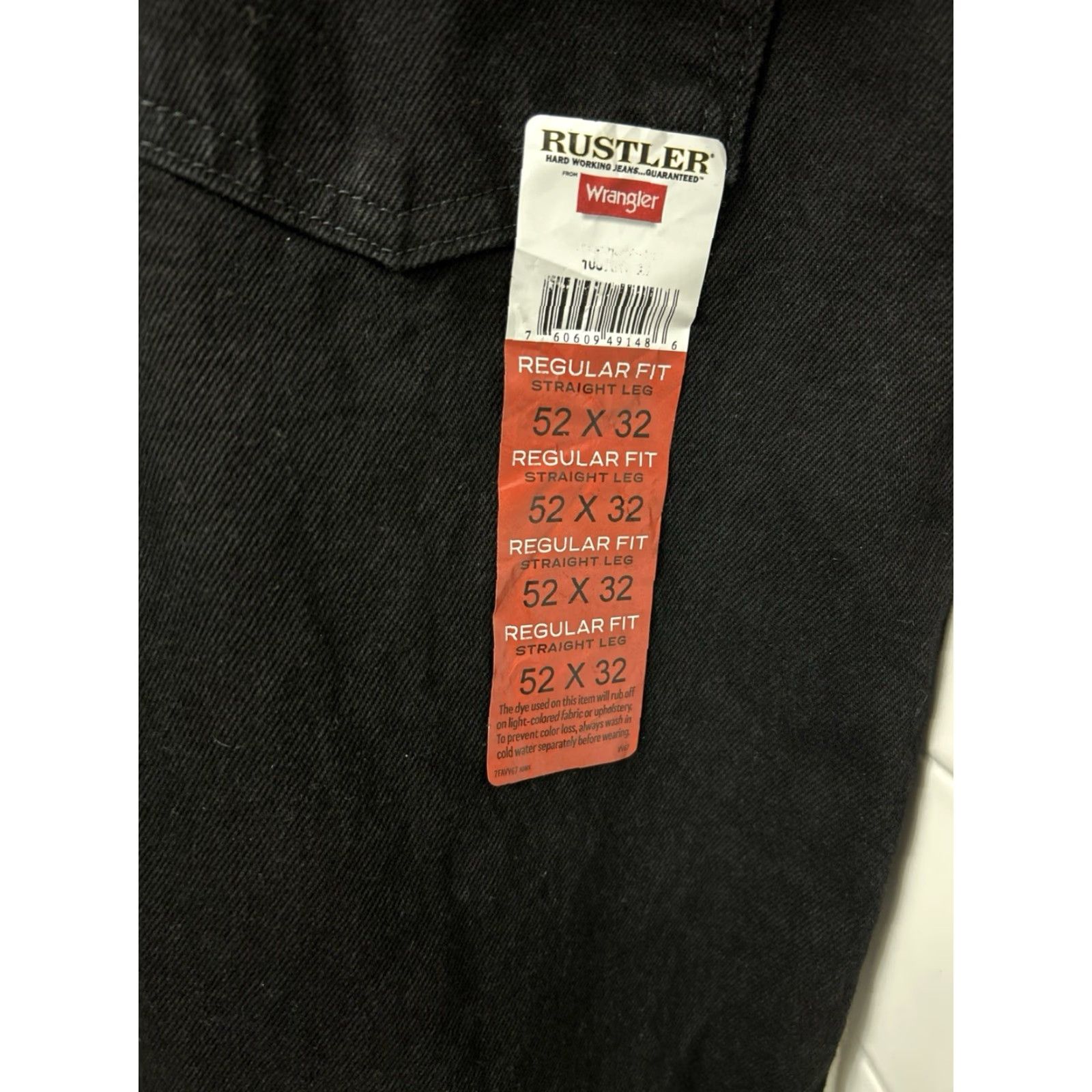 Wrangler Rustler Wrangler Jeans Mens Size 52x32 Black Straight Leg Heavyweight Denim NWT Regular Fit 5-Pocket Zipper Fly YKK Cowboy Vintage: No Size US 36 / EU 52 - 6 Thumbnail