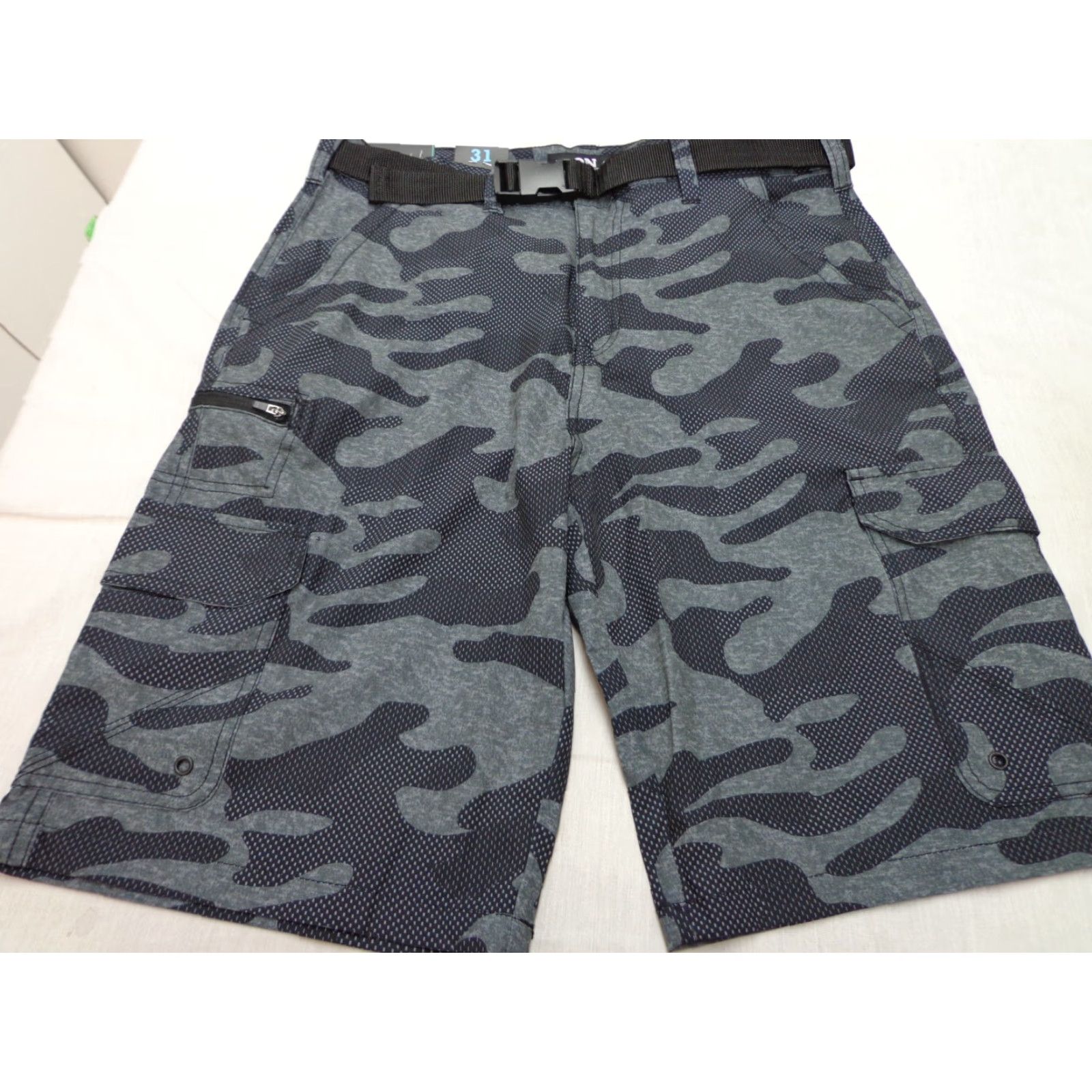Vintage IRON CO. Hybrid Shorts Gray Camo Size 31 Belted New Men Regular 92% Polyester 8% Spandex Size US 31 - 5 Thumbnail
