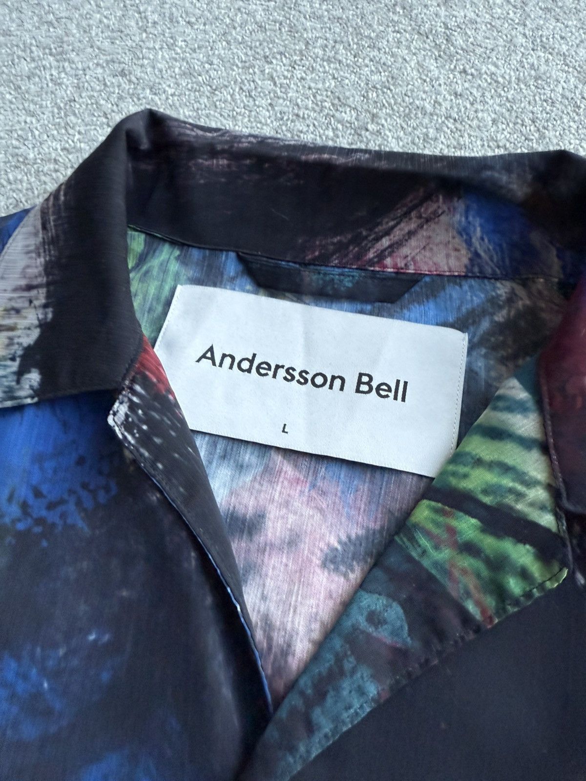 Andersson Bell Andersson Bell Black Scratch Open Collar Shirt Large Size US L / EU 52-54 / 3 - 4 Thumbnail