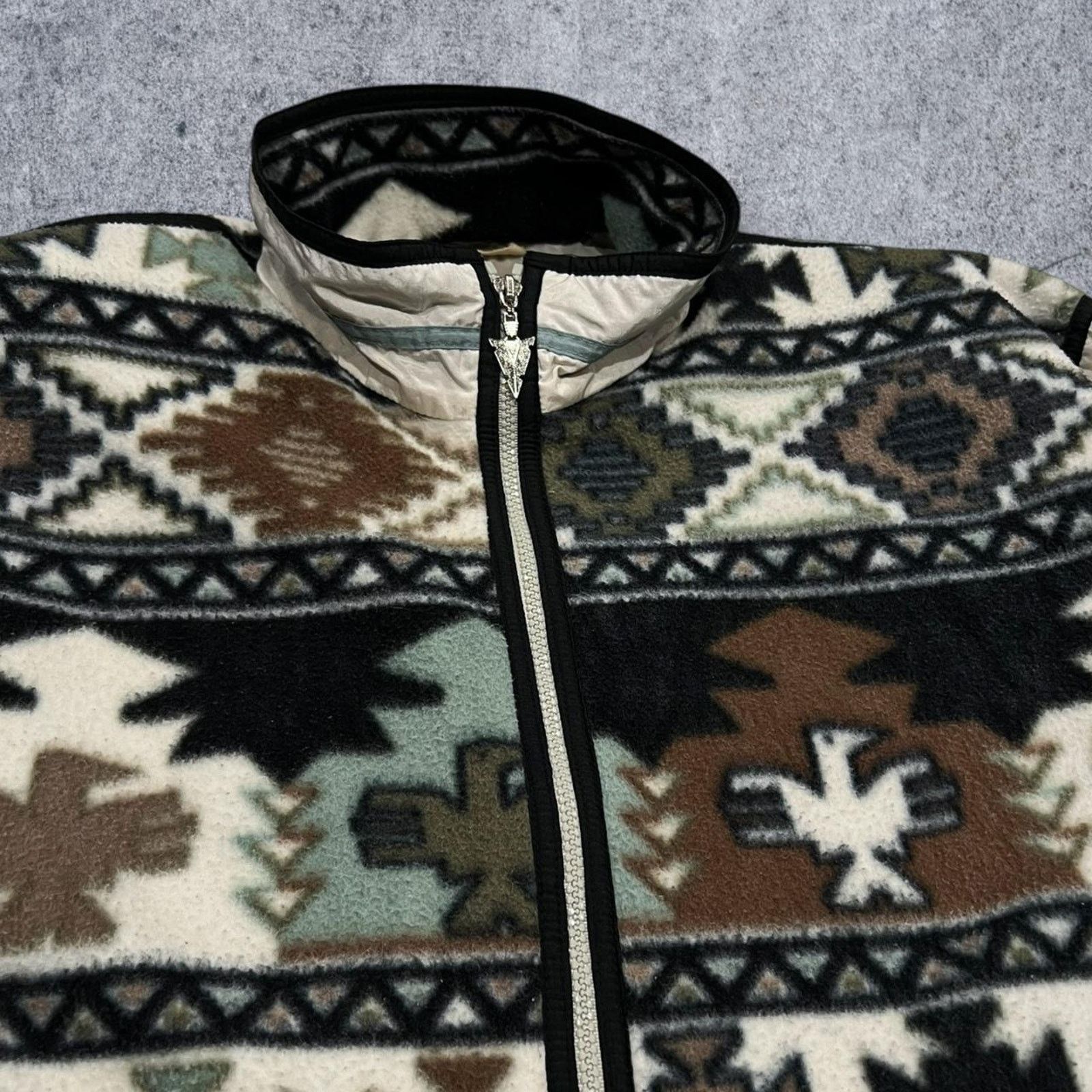 Vintage East West Vintage Southwestern Aztec Full-Zip Fleece Jacket Size M / US 6-8 / IT 42-44 - 2 Thumbnail