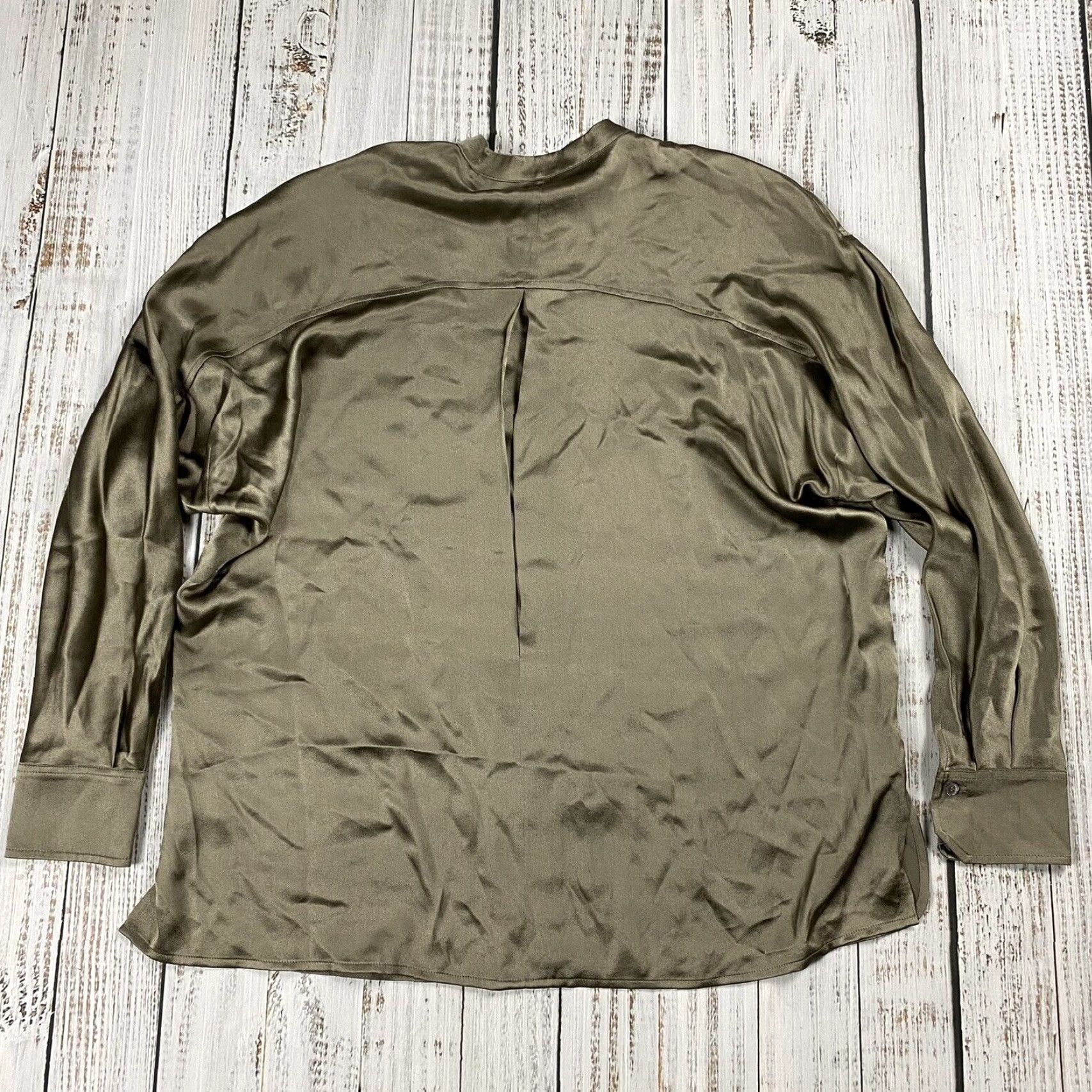 Vince VINTAGE VINCE ALOE GREEN SILK BLOUSE MANDARIN COLLAR SIZE M 70s 80s 90s Womens Size M / US 6-8 / IT 42-44 - 7 Thumbnail