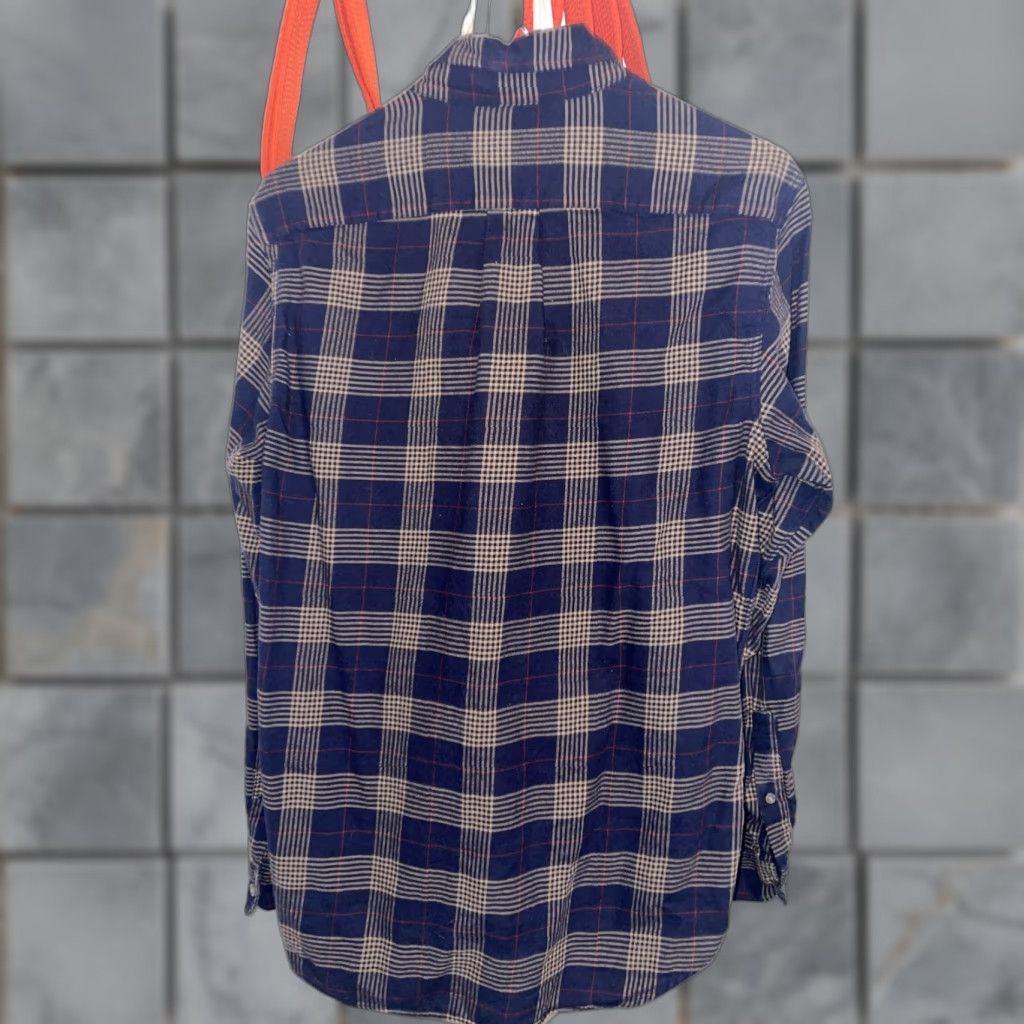 J.Crew J.CREW Shirt Mens Small Blue Brown Plaid Button-Up Long Sleeve Flannel Slim Fit Size US S / EU 44-46 / 1 - 1 Thumbnail