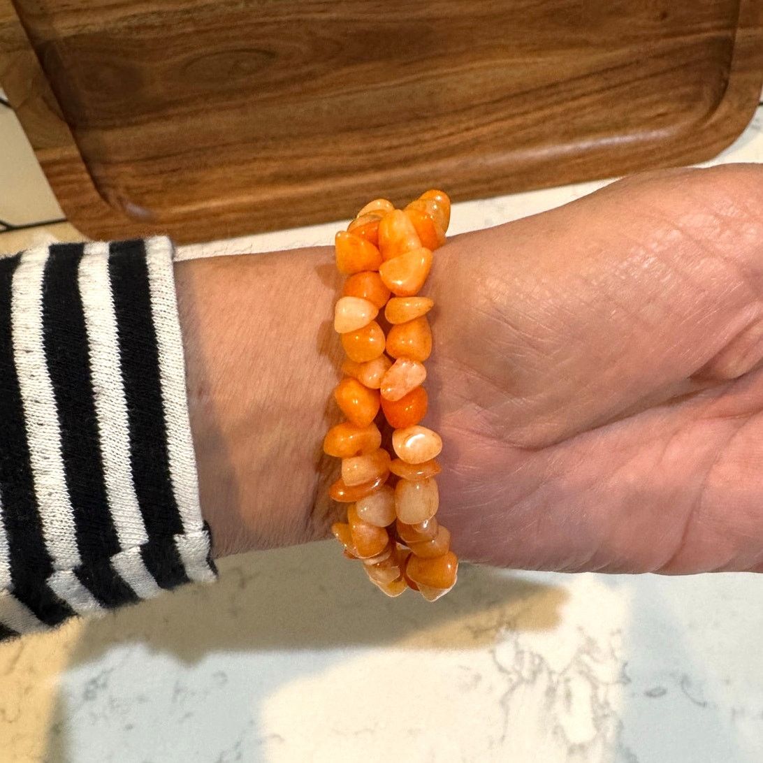 Handmade Handmade peach orange beaded dark metal accent bracelet Size ONE SIZE - 4 Thumbnail