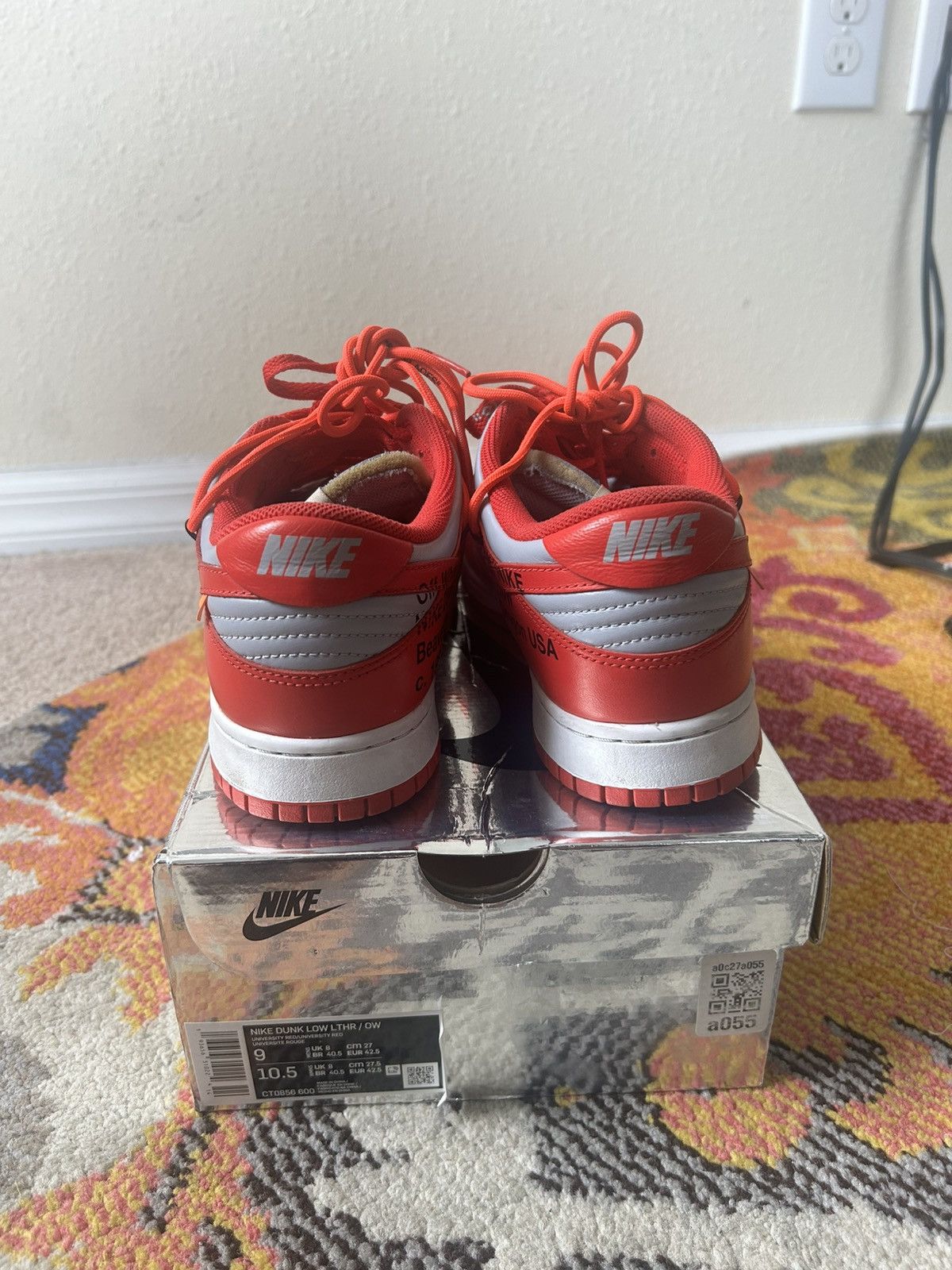 Nike Off-white university red Nike dunk Size US 9 / EU 42 - 3 Thumbnail