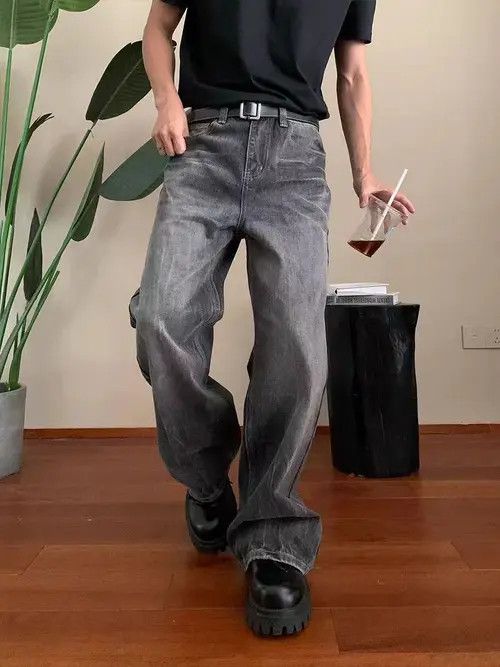 Japanese Brand Ishihara x Man Vintage Gradient Wash Casual Loose Gray Jeans Size US 36 / EU 52 - 4 Thumbnail