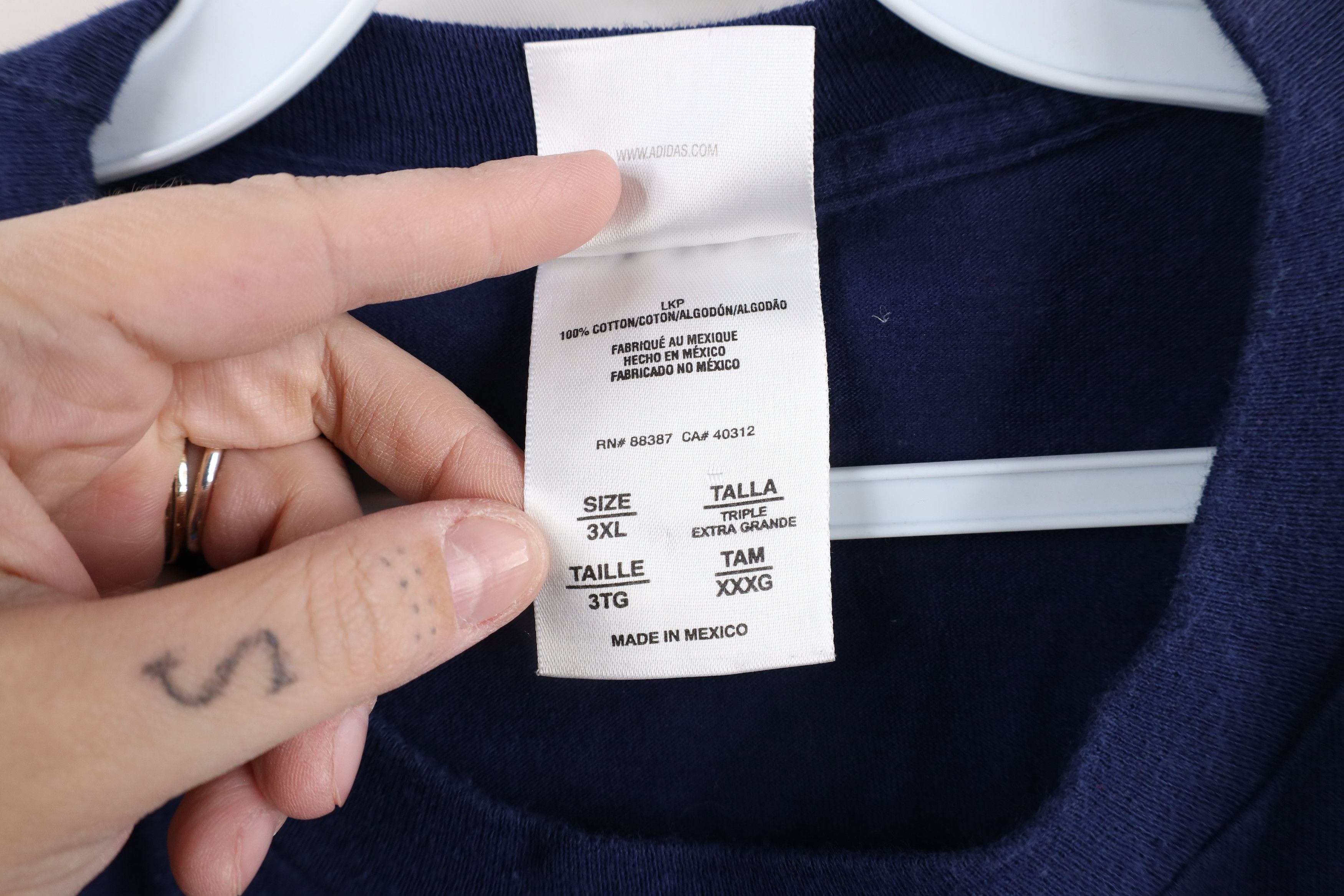Adidas × Vintage Vintage 90s Adidas Out Short Sleeve T-Shirt Blue Cotton Size US XXL / EU 58 / 5 - 6 Thumbnail