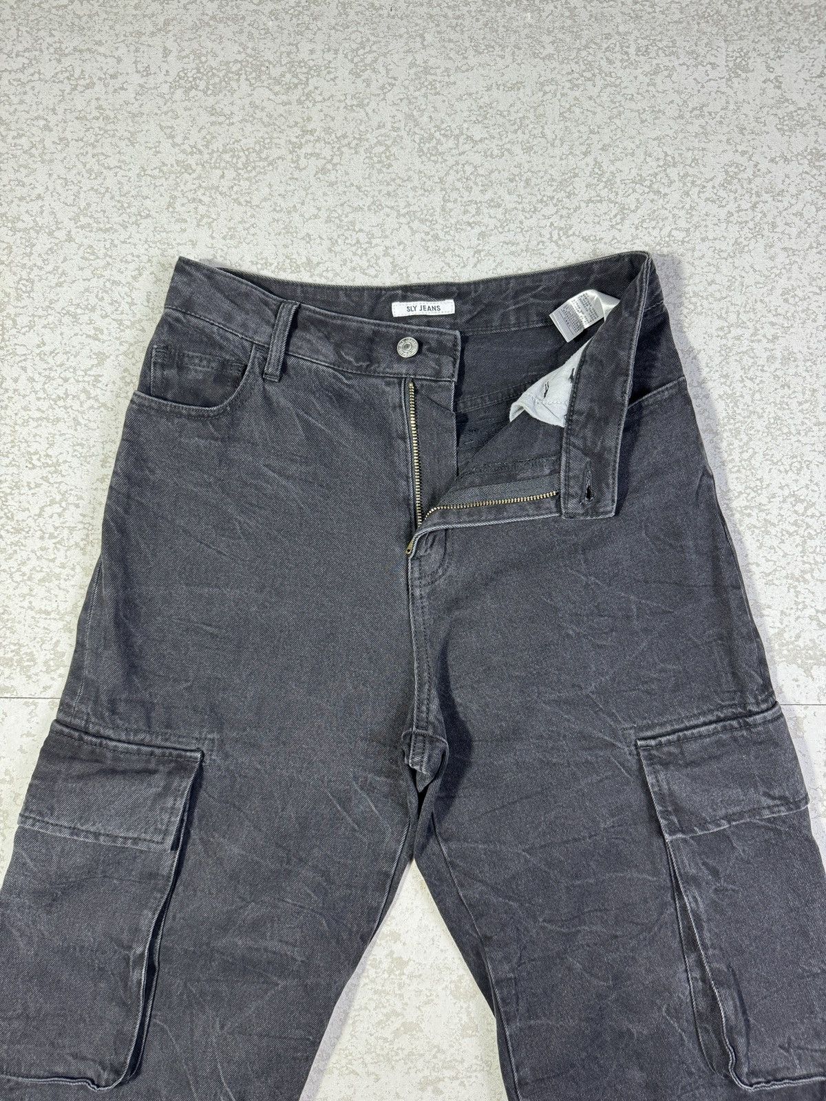 If Six Was Nine Baggy💥SLY JEANS Acid Cargo Pants Size US 29 - 9 Thumbnail