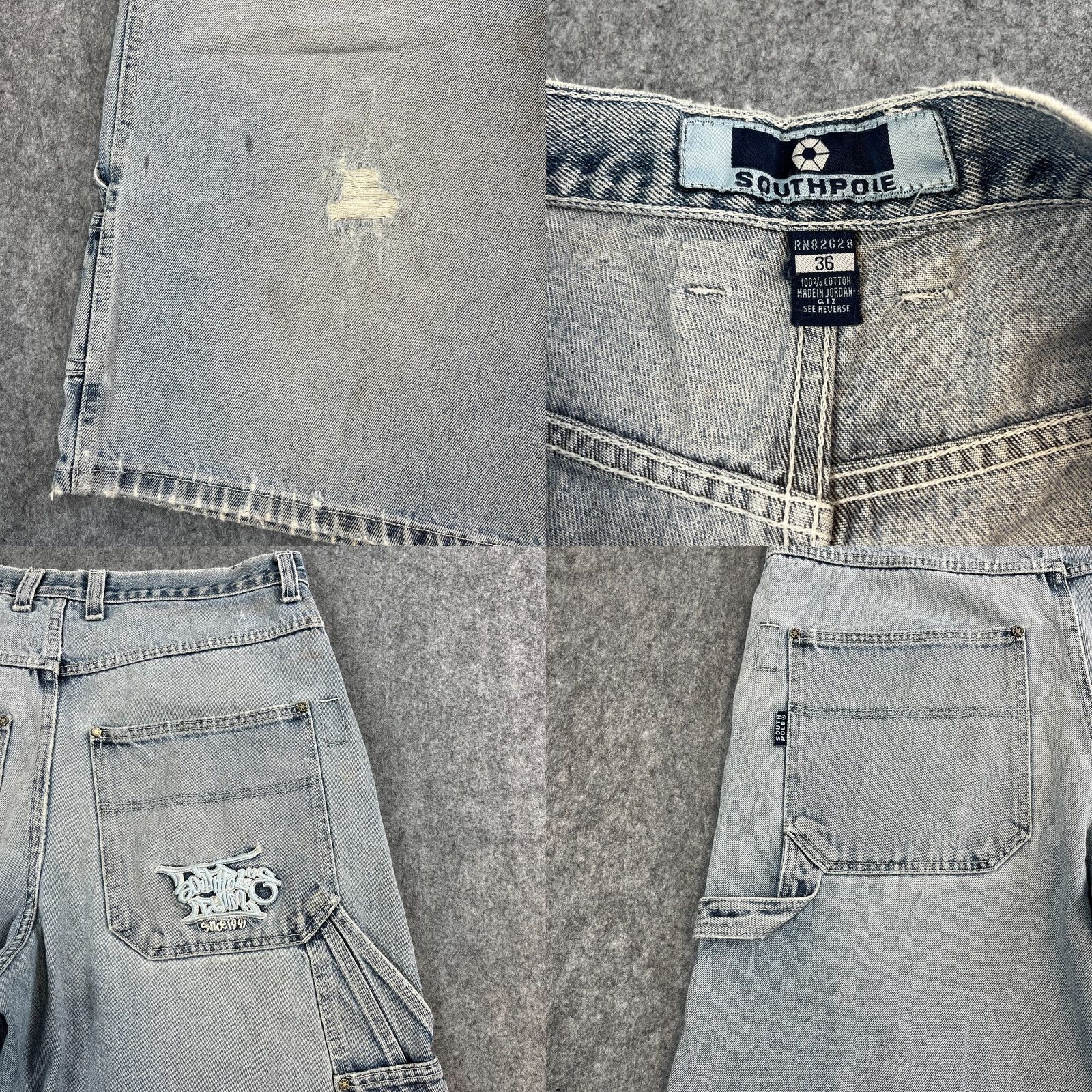 Southpole Southpole Mens Denim Shorts Carpenter Y2K Baggy 34 Blue VTG Streetwear HipHop Cargo 5-Pocket Design Relaxed Mens Regular Blue Size US 34 / EU 50 - 8 Thumbnail