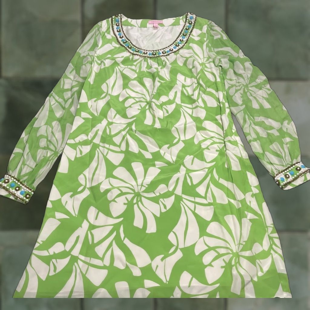 Lilly Pulitzer Lilly Pulitzer Harper Dress Wishing 100%Silk W/ Bead Accents Lined Side Zip Sz 8 Size M / US 6-8 / IT 42-44 - 1 Thumbnail
