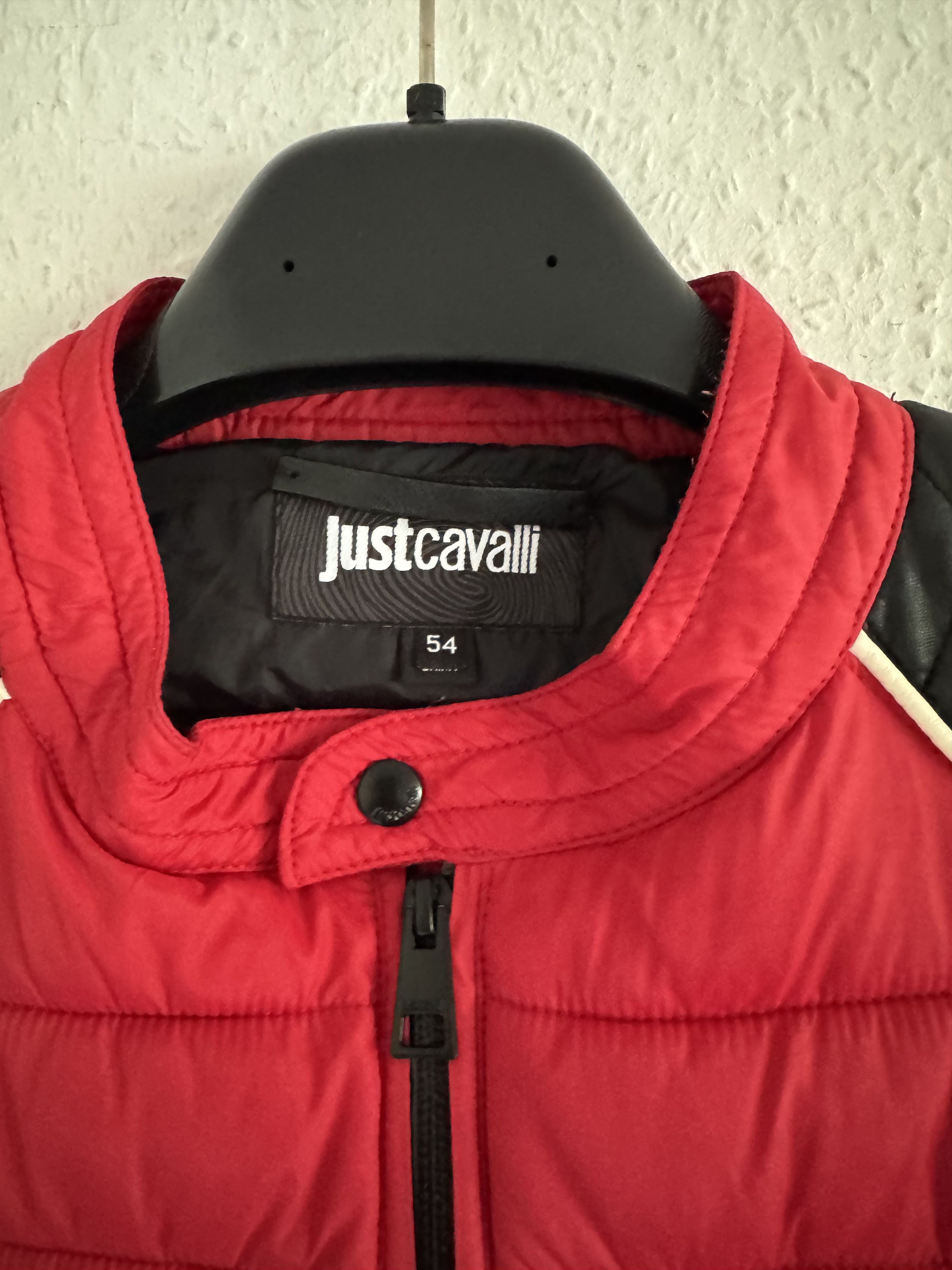 Just Cavalli Quilted Biker Down Jacket With Leather Shoulders Size US XL / EU 56 / 4 - 10 Thumbnail