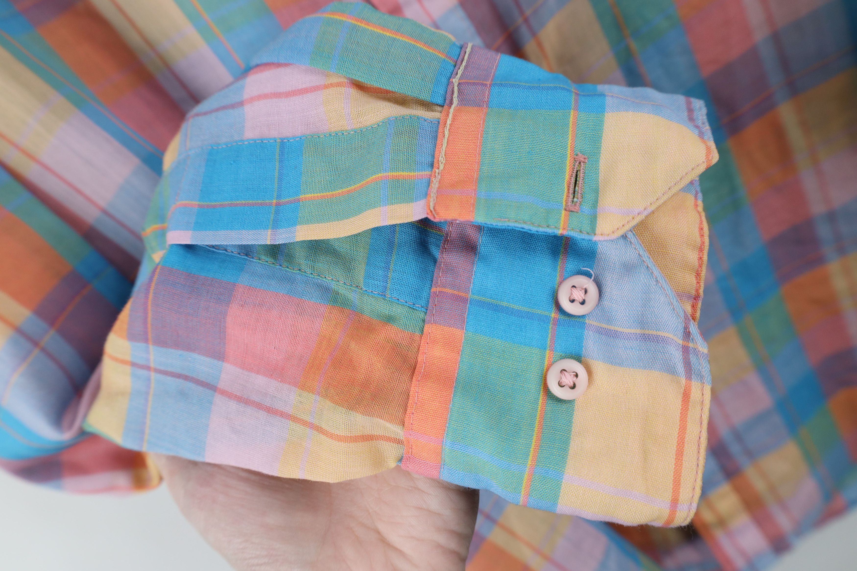 Vintage Vintage 70s Streetwear Rainbow Madras Plaid Button Shirt USA Size US L / EU 52-54 / 3 - 9 Thumbnail