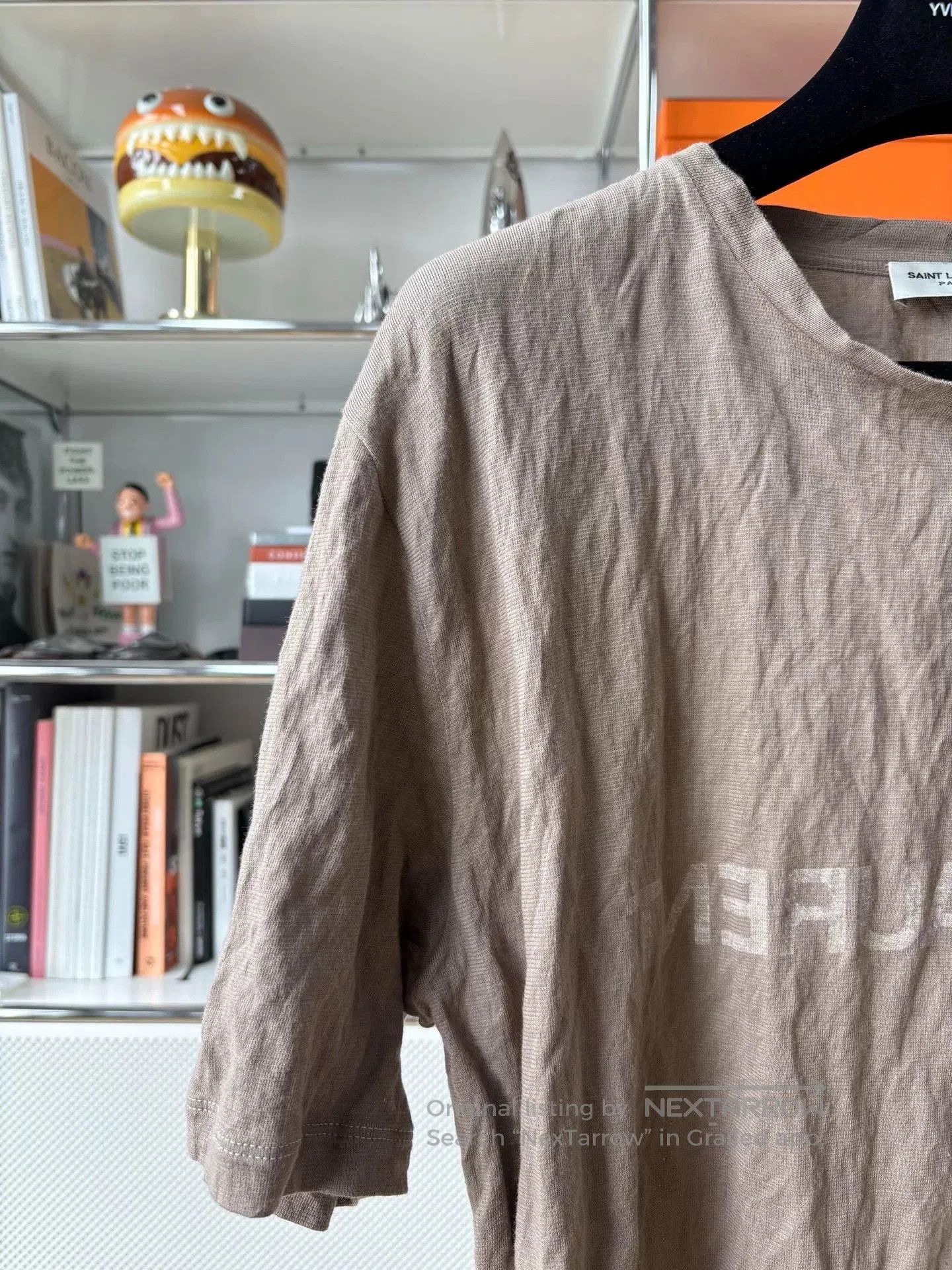 Saint Laurent Paris Saint Laurent Brown Crinkled T-shirt. Size US M / EU 48-50 / 2 - 9 Thumbnail