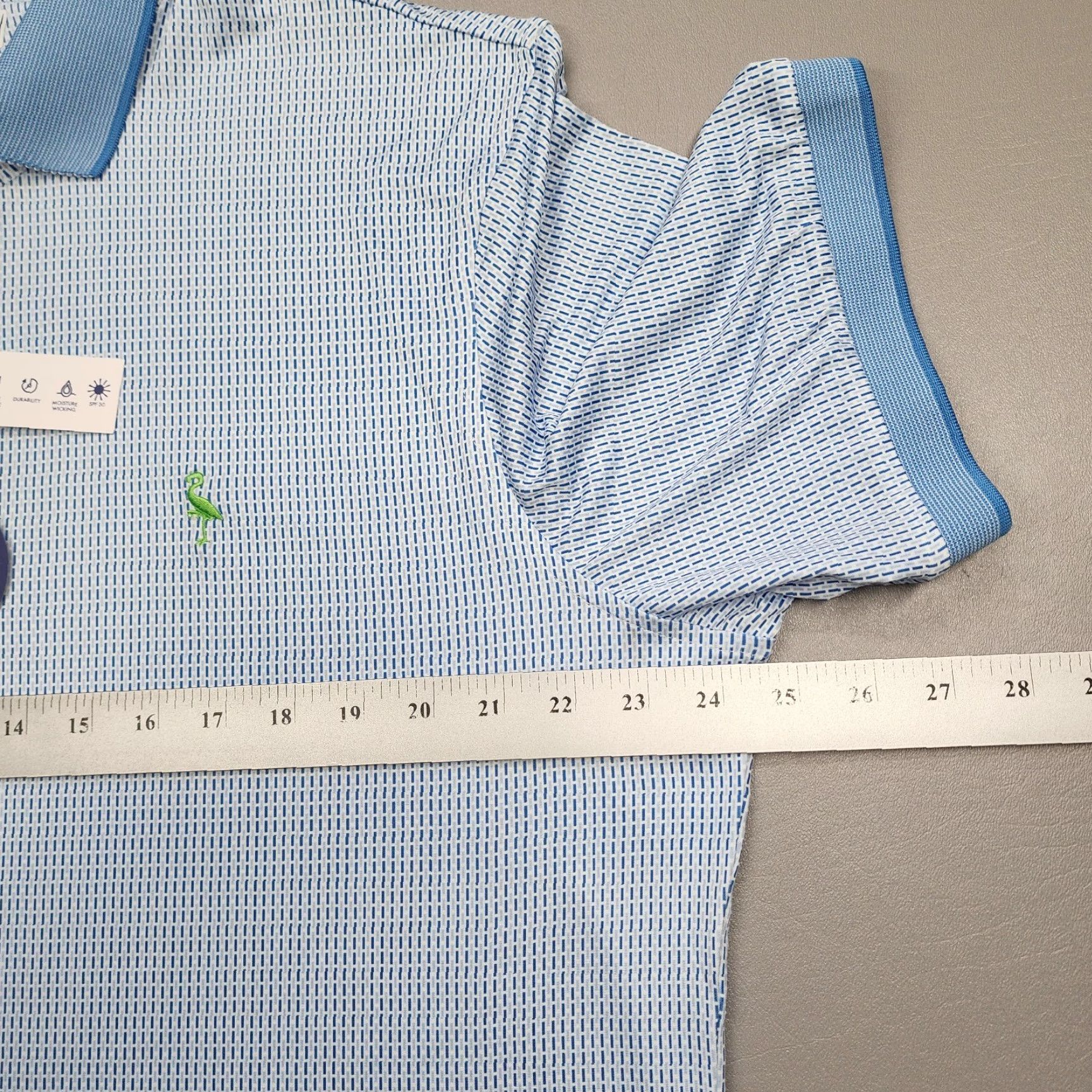 Tailorbyrd TAILORBYRD Golf Polo Blue Dashes Ribbed Collar Performance S/S Shirt Men XL Camouflage Pattern Short Sleeve Size US XL / EU 56 / 4 - 6 Thumbnail