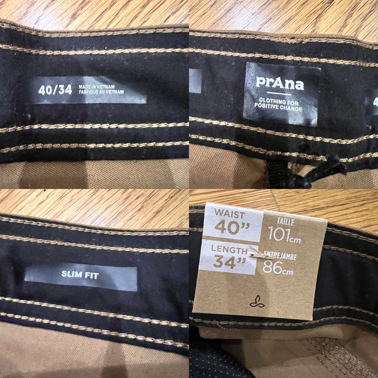 Prana VINTAGE PrAna Stretch Zion II Slim Fit Pants Mens 40x32 Sepia Brown Tapered Hiking Size US 40 / EU 56 - 8 Thumbnail