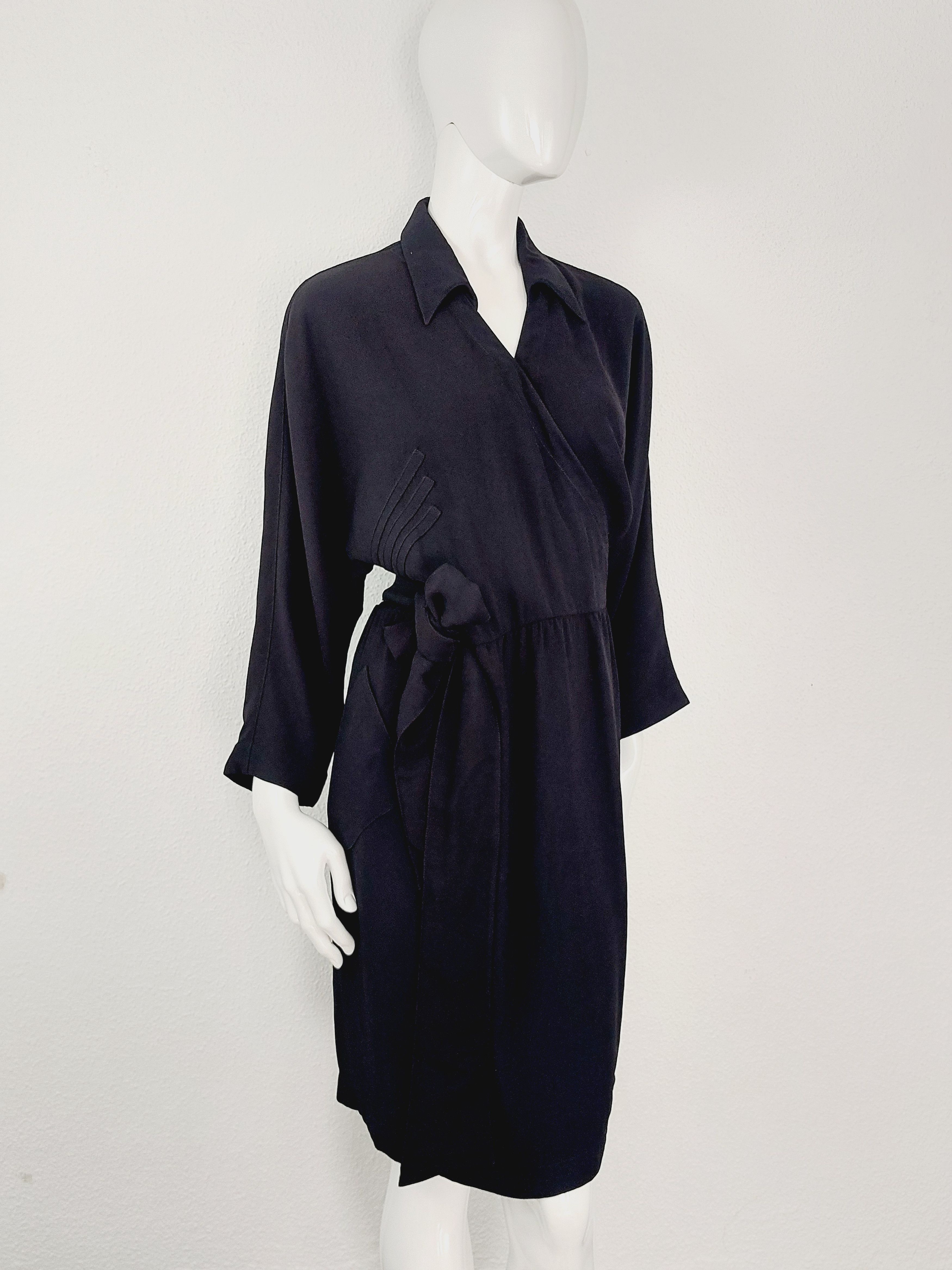 Thierry Mugler Thierry Mugler Couture Wrap Wrapped Baggy Black Midi Dress Size XL / US 12-14 / IT 48-50 - 9 Thumbnail