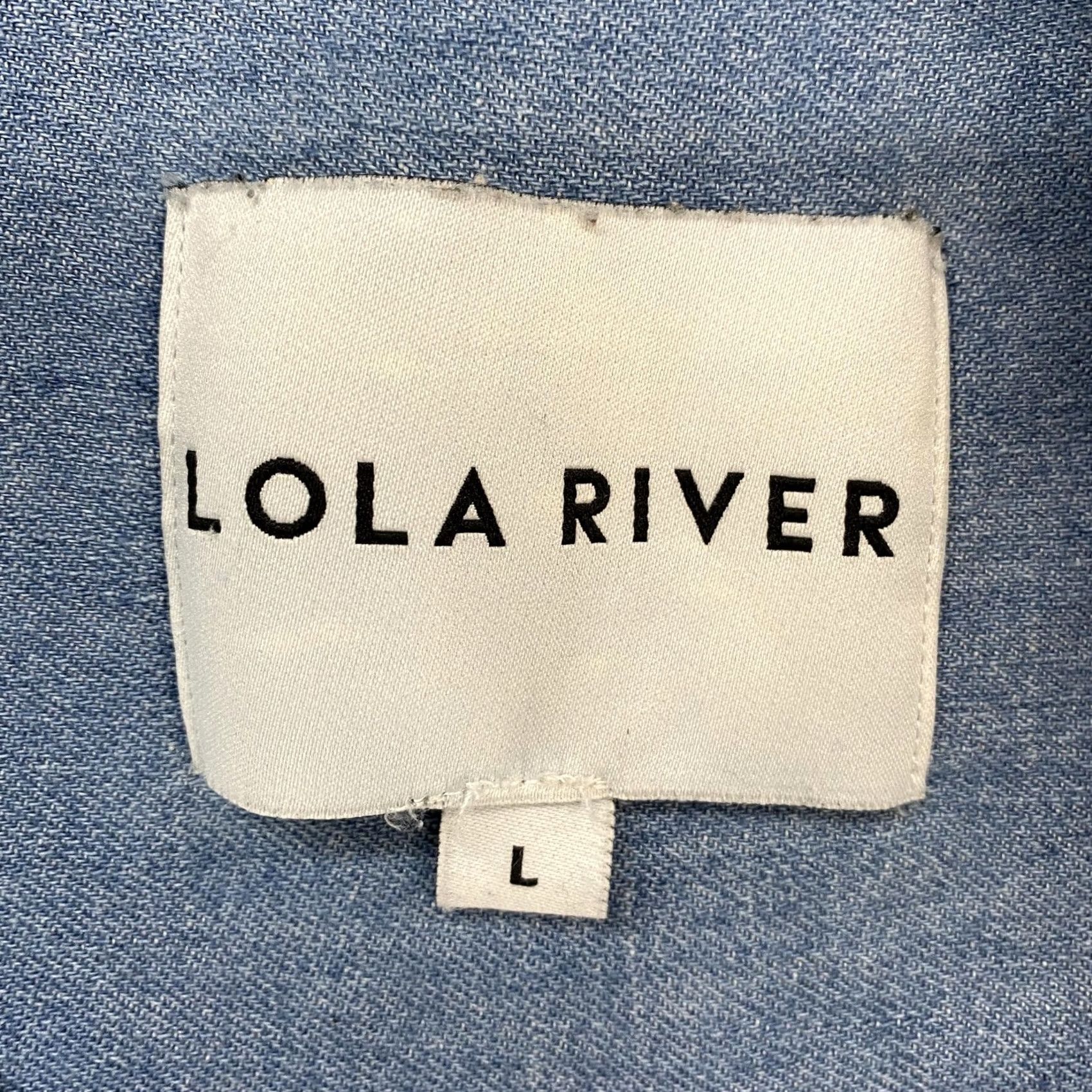 Vintage Lola River Chambray Shirt Womens Large Blue Cotton Button Up Long Sleeve Top Size L / US 10 / IT 46 - 6 Thumbnail