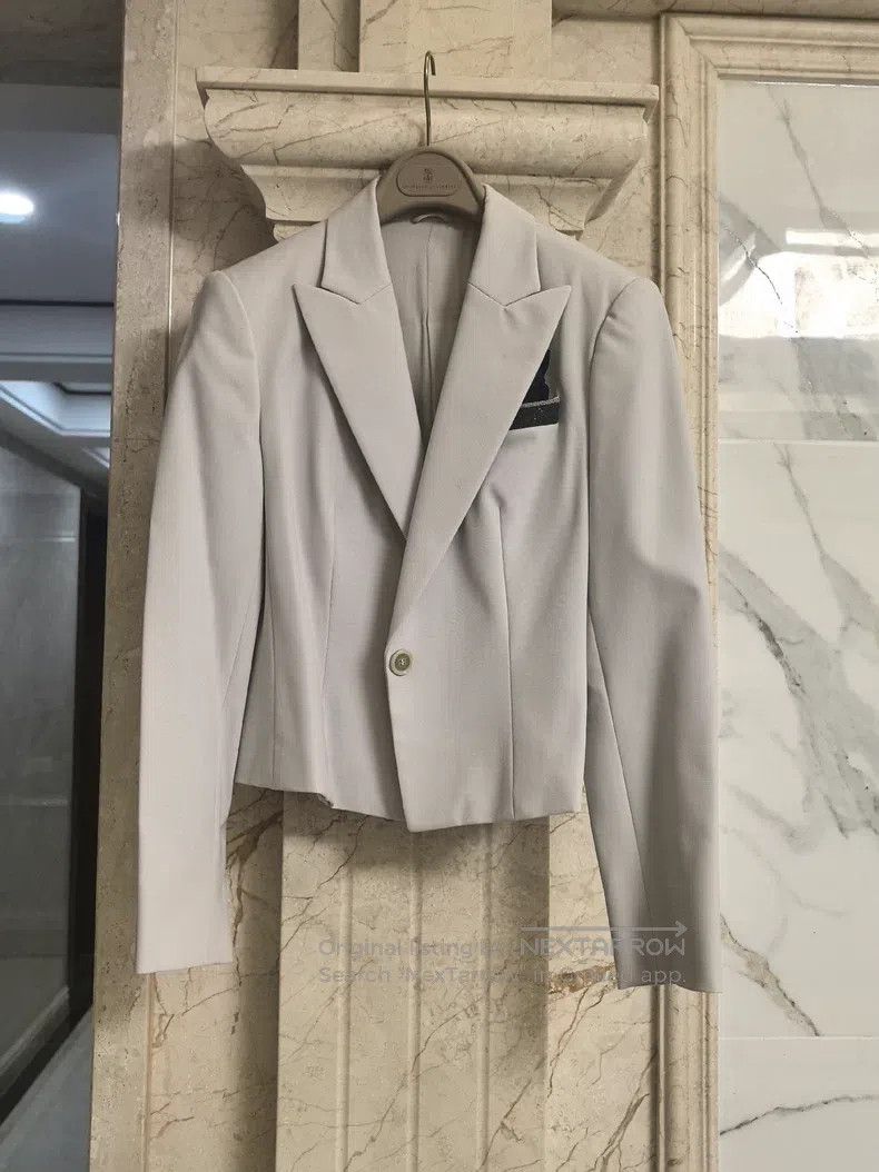 Brunello Cucinelli Brunello Cucinelli Luxurious grey wool coat with silver th Size S / US 4 / IT 40 - 1 Thumbnail