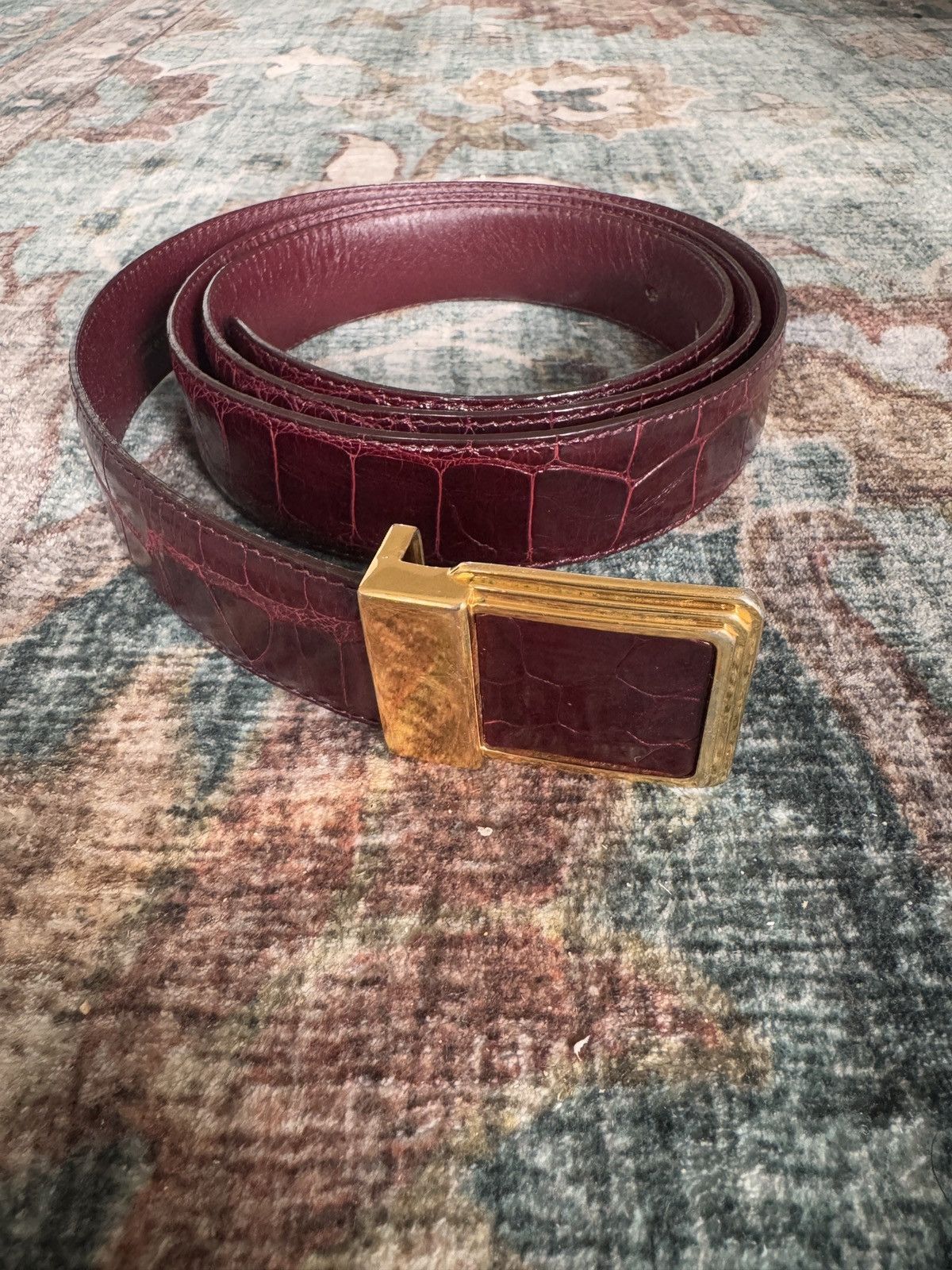Stefano Ricci Stefano Ricci Red Alligator Belt – 46” Solid Gold Buckle Size 46 - 1 Thumbnail