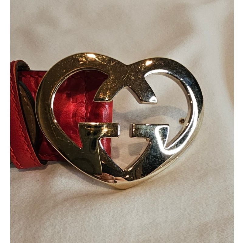 Gucci Gucci Red Guccissima Leather Heart Buckle Belt Size ONE SIZE - 4 Thumbnail
