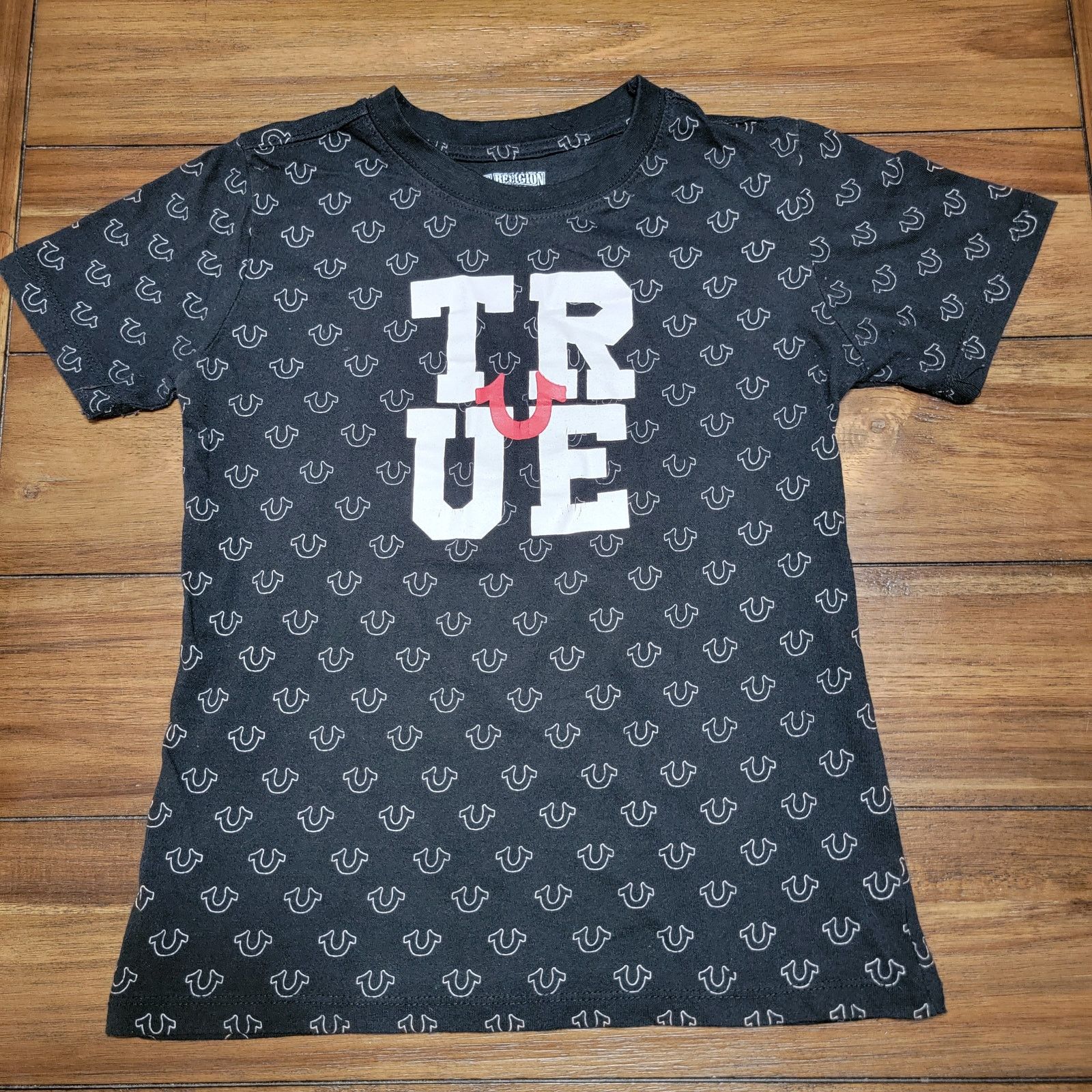 True Religion True Religion Black Tee All Over Logo - Size Adult Small Size S / US 4 / IT 40 - 1 Thumbnail