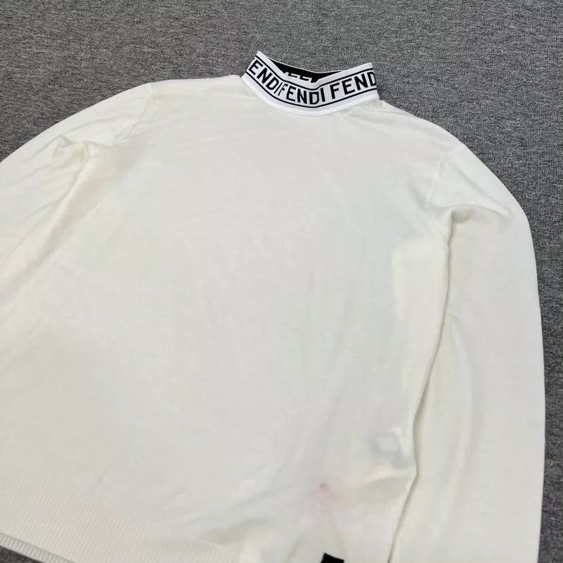 Fendi Fendi Wool Knit Sweater with Logo Collar Size US L / EU 52-54 / 3 - 4 Thumbnail