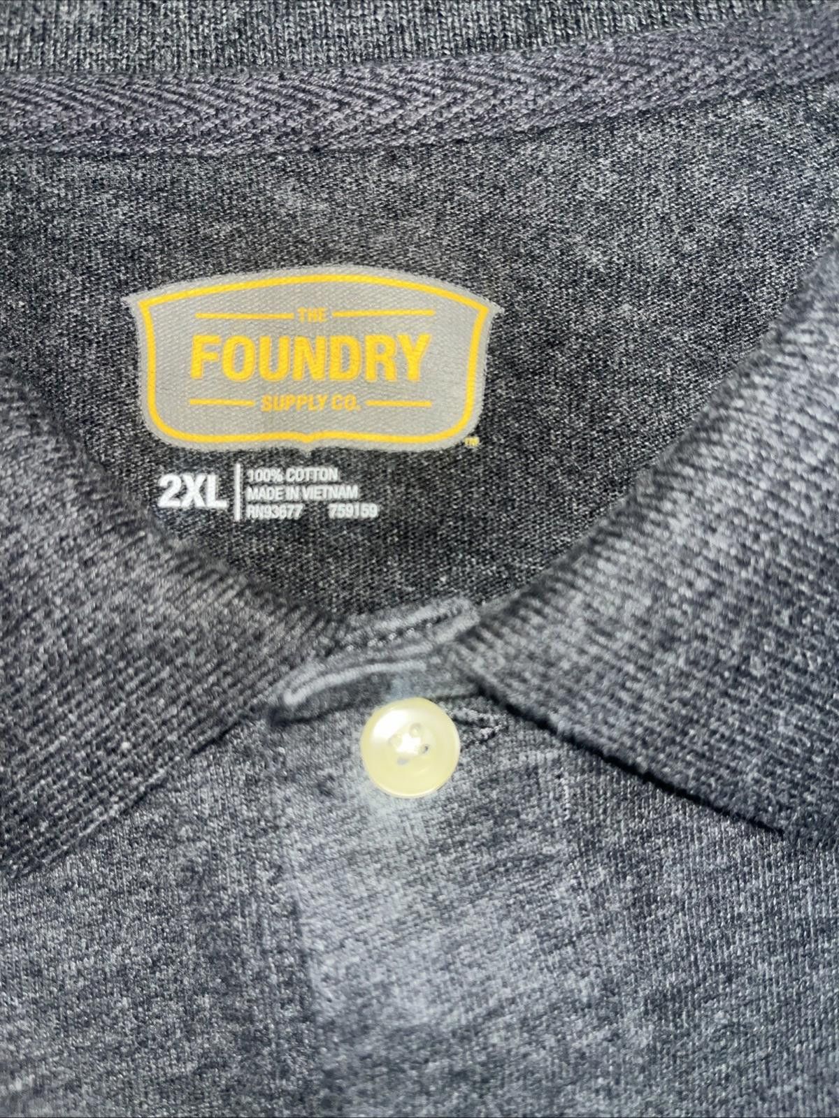 Vintage Foundry The Foundry Supply Co. Men's Long Sleeve Polo Shirt Gray 2XL Size US XXL / EU 58 / 5 - 2 Thumbnail