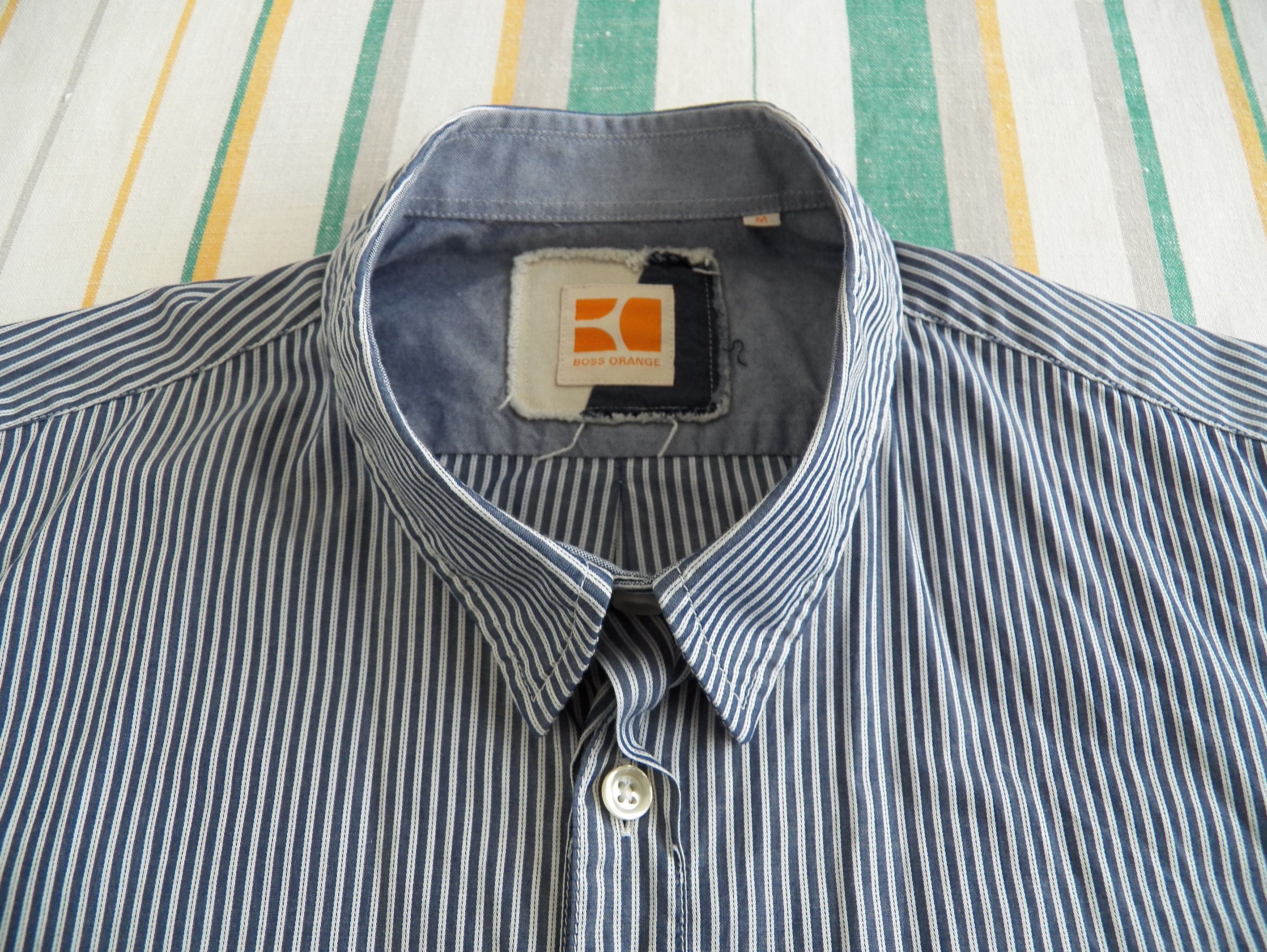 Hugo Boss Boss Orange Shirt blue stripe lightweight cotton long sleeve Size US M / EU 48-50 / 2 - 5 Thumbnail