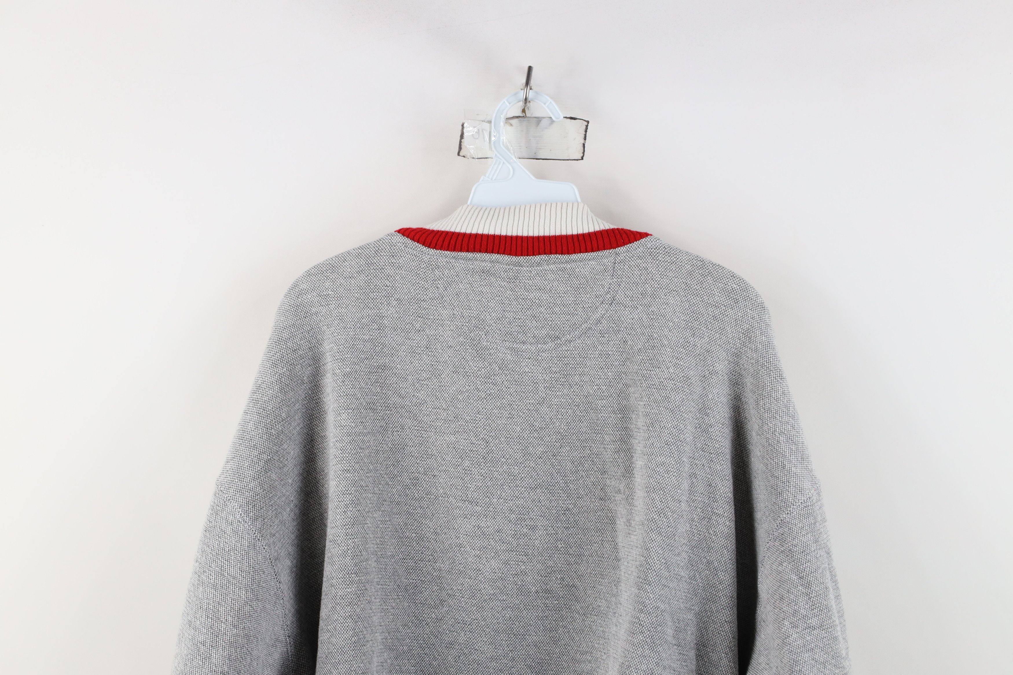 Vintage Vintage 90s Streetwear Indian Head V-Neck Sweatshirt Gray Size US XL / EU 56 / 4 - 11 Thumbnail