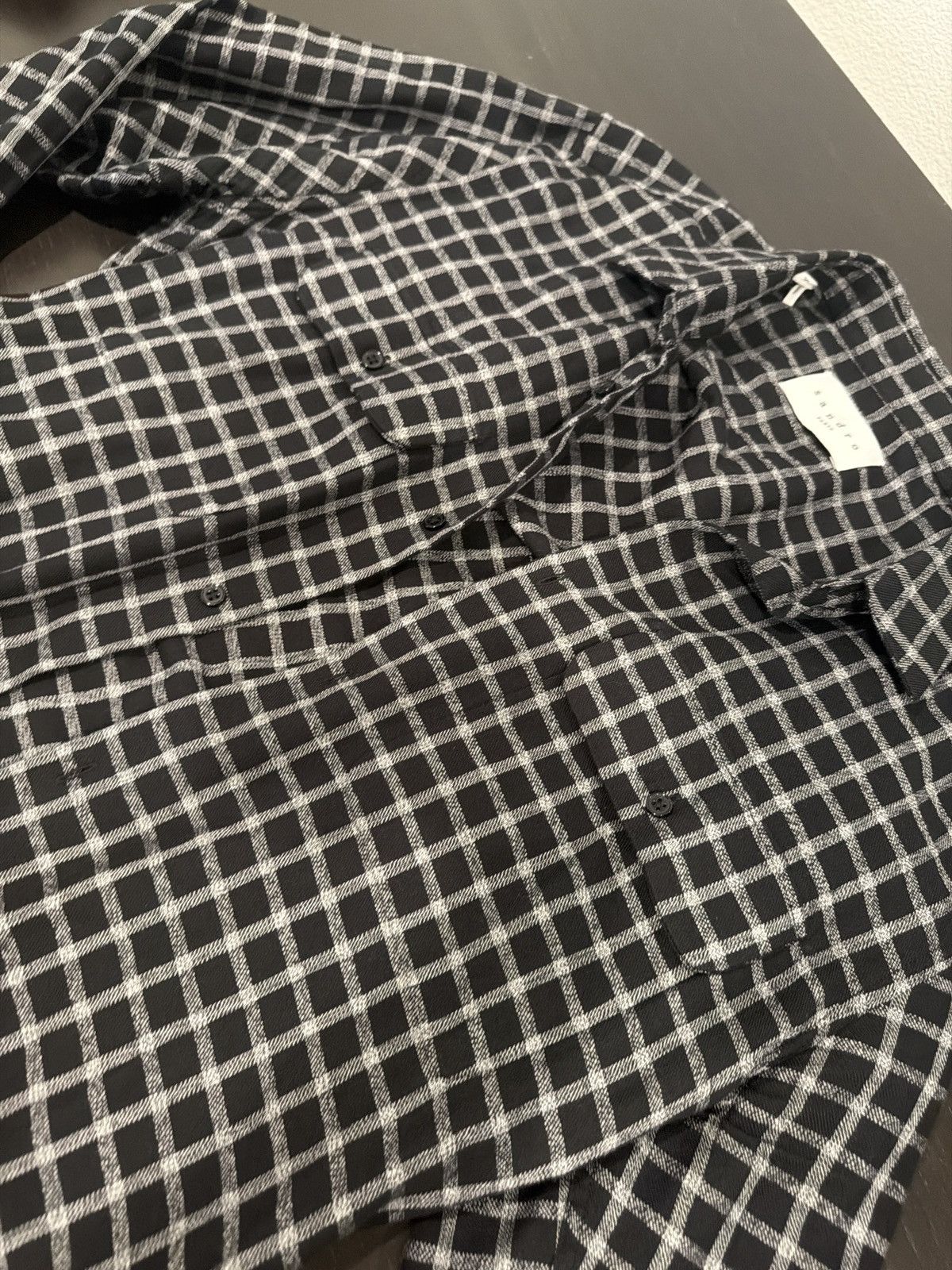 Sandro Sandro Paris black and white check flannel shir Size US XL / EU 56 / 4 - 2 Thumbnail