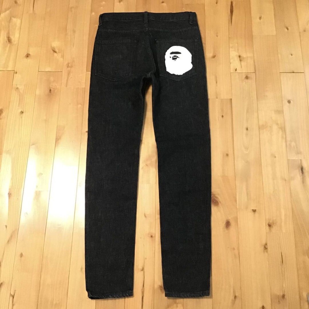 Bape BAPE APE HEAD Logo Slim Fit Black Denim Pants ★size S Size US 30 / EU 46 - 1 Thumbnail