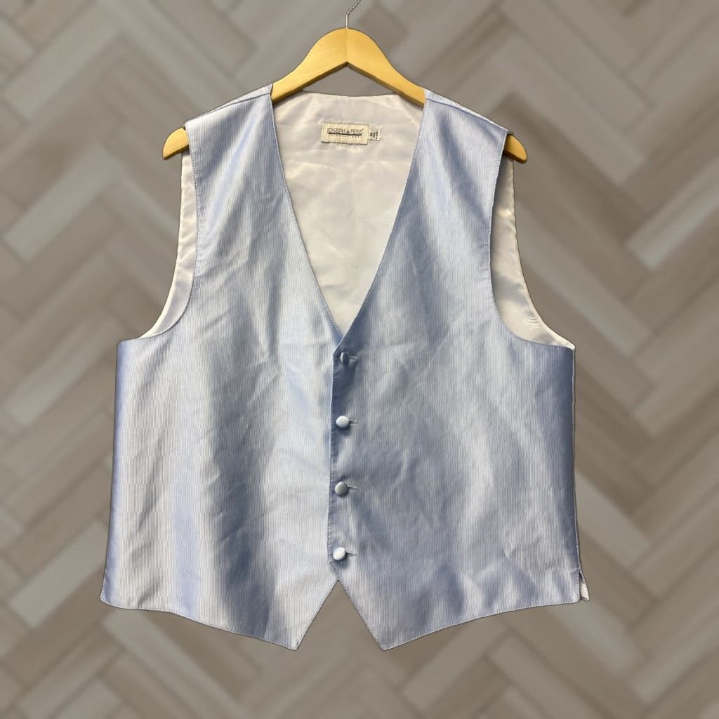 Joseph VINTAGE Joseph & Feiss Men's Blue Formal Casual Waistcoat Vest M Slim Fit Tuxedo Tie Closure Size US M / EU 48-50 / 2 - 1 Thumbnail