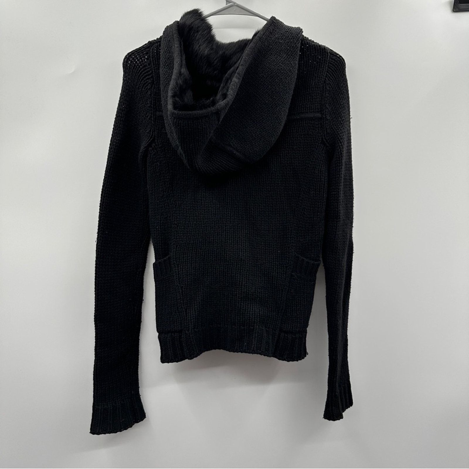 Theory Theory Wool Cashmere Rabbit Fur Black Knit Toggle Sweater Size XS / US 0-2 / IT 36-38 - 2 Thumbnail
