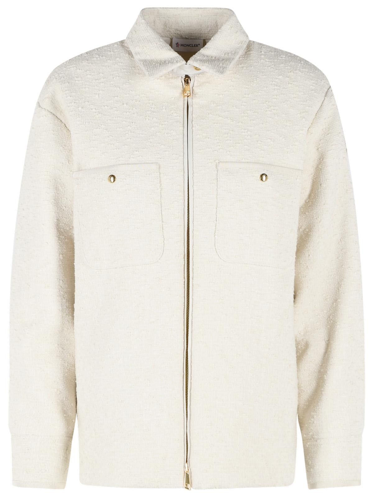 Moncler MONCLER Padded Shirt Jacket In Ivory White Bouclé Cotton Blend Size M / US 6-8 / IT 42-44 - 1 Thumbnail