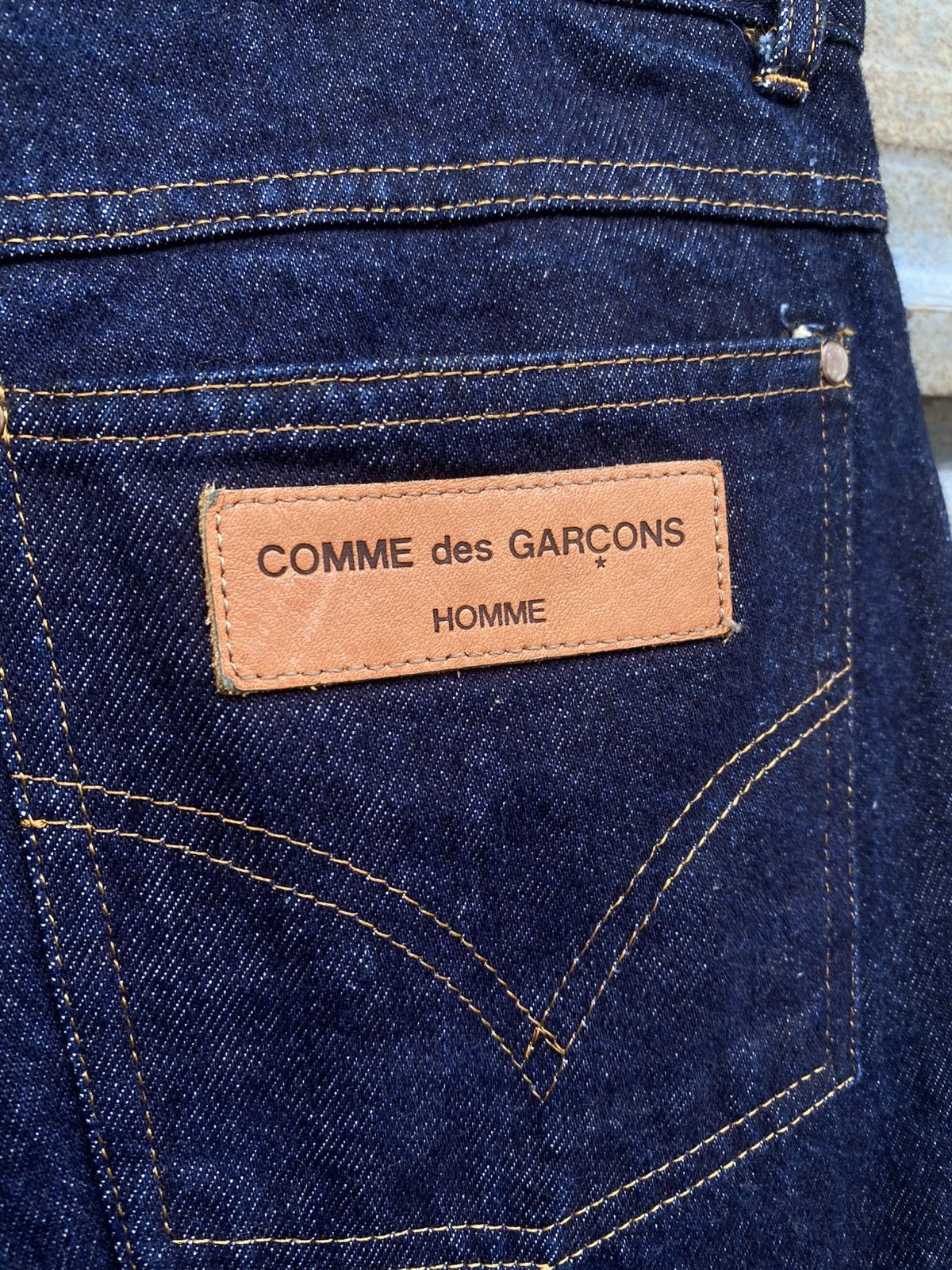 Comme des Garcons Homme AD1989 Comme Des Garcons Homme Raw Denim Leather Patch Pants Size US 28 / EU 44 - 3 Thumbnail