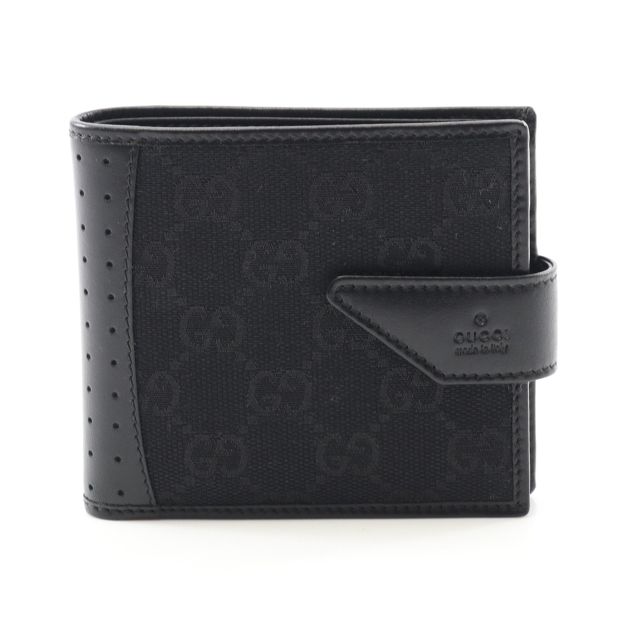 Gucci Gucci Gg Canvas Bi-Fold Wallet Leather Black Size ONE SIZE - 1 Thumbnail