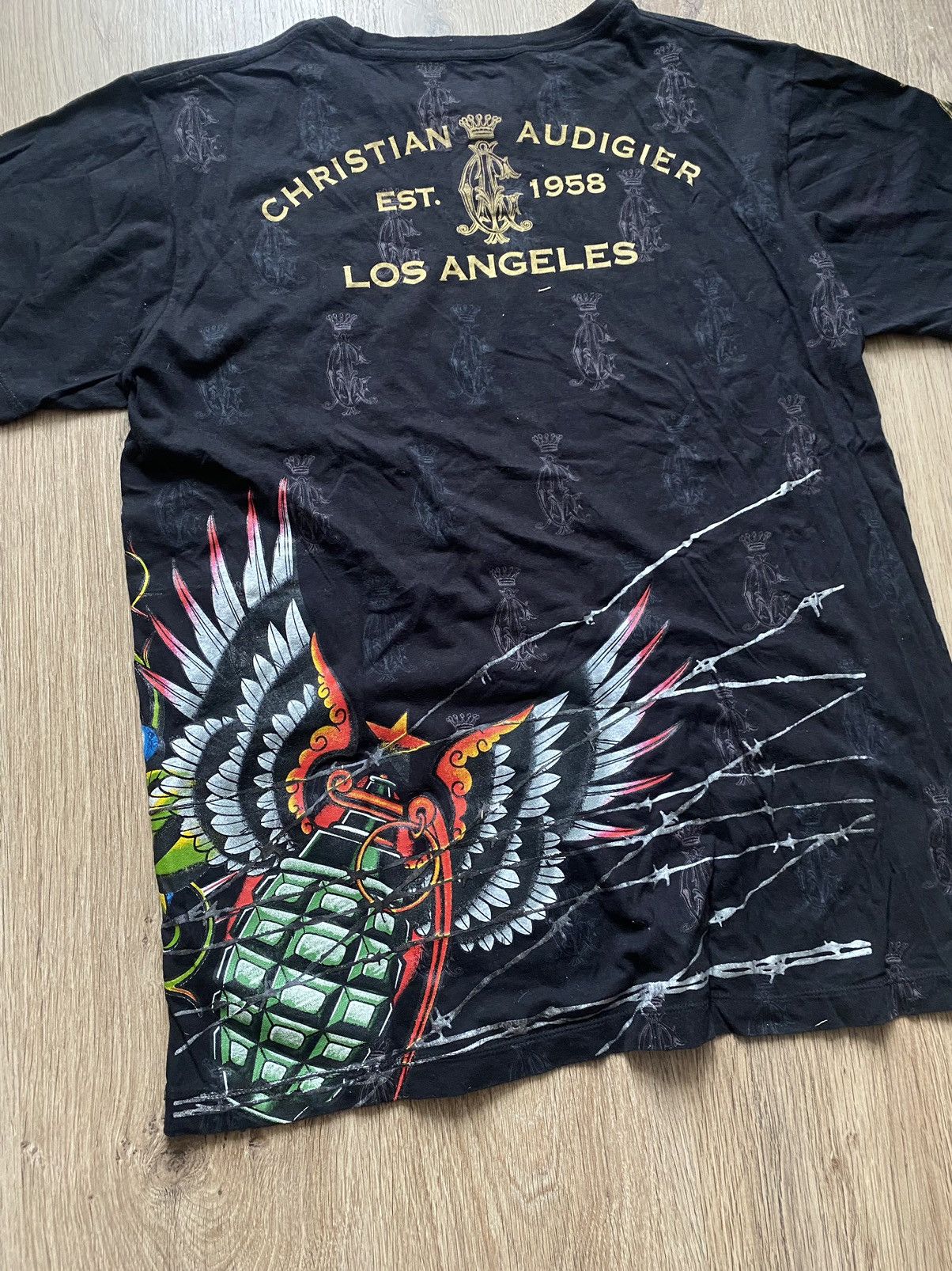 Christian Audigier Vintage Christian Audigier Y2K crazy over print Ed Hardy tee Size US L / EU 52-54 / 3 - 7 Thumbnail