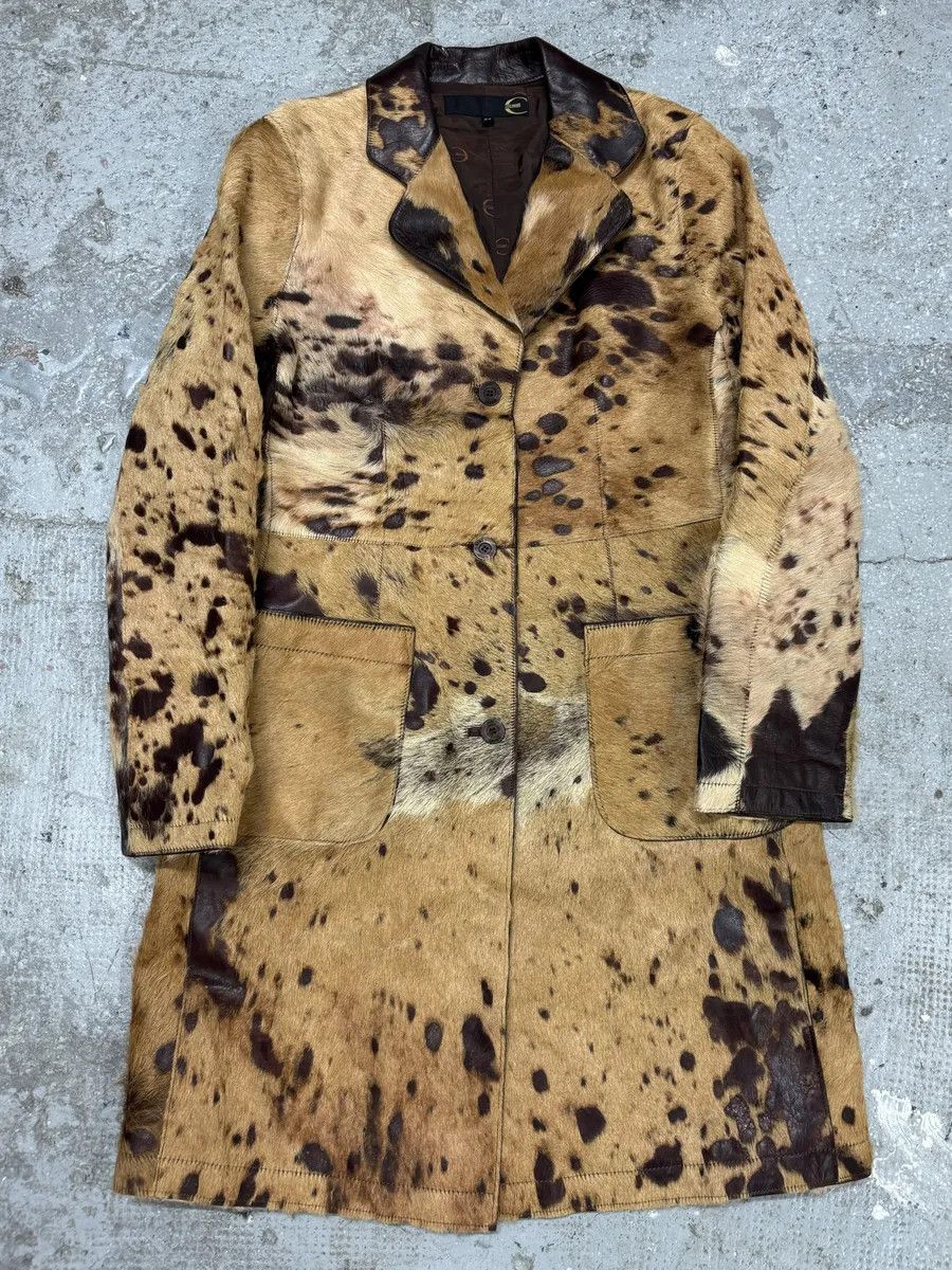 Just Cavalli AW2004 Cavalli Brown & Beige Pony Hair Caw Effect Trench Coat Size S / US 4 / IT 40 - 1 Thumbnail