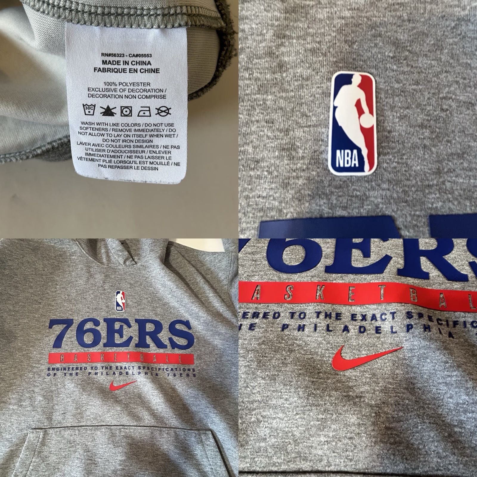Nike Nike Hoodie Men L Gray 76ers Dri Fit CN3872-063 NBA Sportswear Basketball Logo Graphic Print Hoodie Mens Large Heather Gray Size US L / EU 52-54 / 3 - 10 Thumbnail