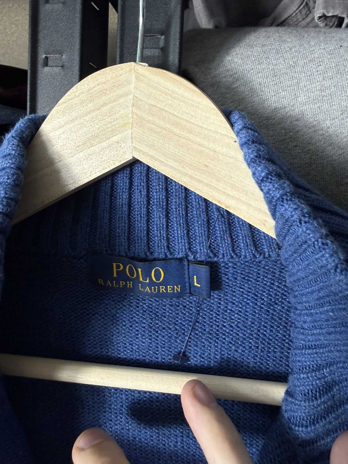 Polo Ralph Lauren Polo Ralph Lauren Quarter Zip Sweater Blue Cotton L Pullover Size US L / EU 52-54 / 3 - 8 Thumbnail