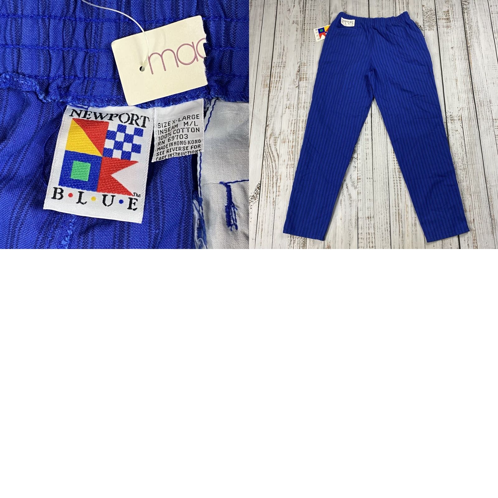 Vintage VTG 90s Newport Blue Mens Sweatpants Lightweight Striped Beach Baggy XL Inseam 33 Hip Hop Size US 33 - 8 Thumbnail