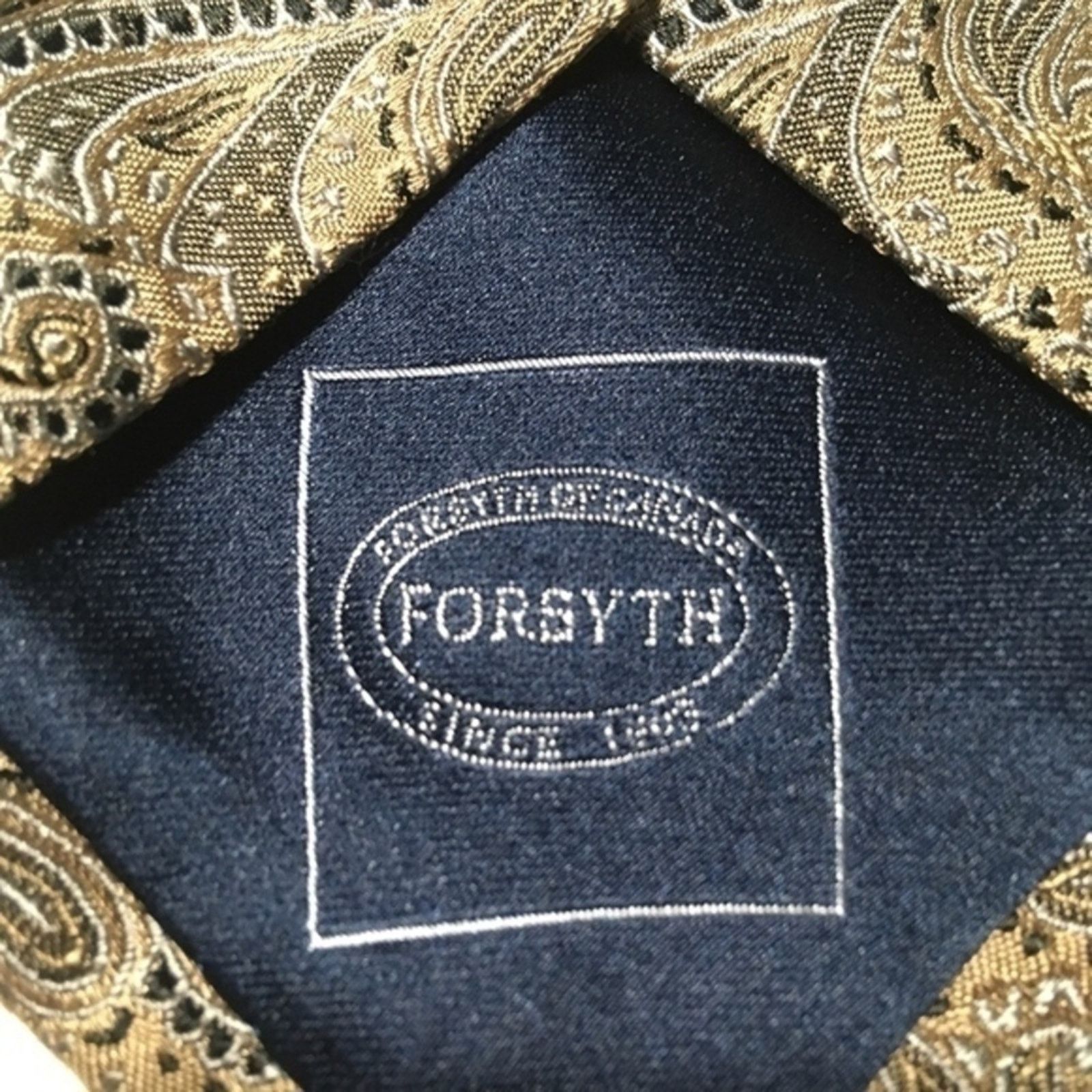 Vintage Vintage Forsyth of Canada Neutral Paisley Brocade Silk Tie Size ONE SIZE - 5 Thumbnail
