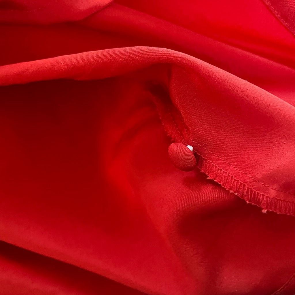 Vintage Vintage 80s Chaus Red Blouse Dark Grey Trim Asymmetrical Neck L Size L / US 10 / IT 46 - 9 Thumbnail
