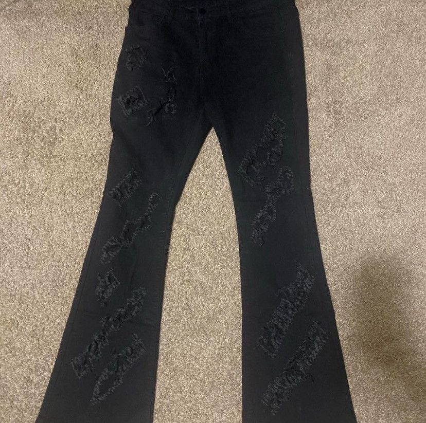 Shein Black stacked jeans Size US 32 / EU 48 - 1 Preview
