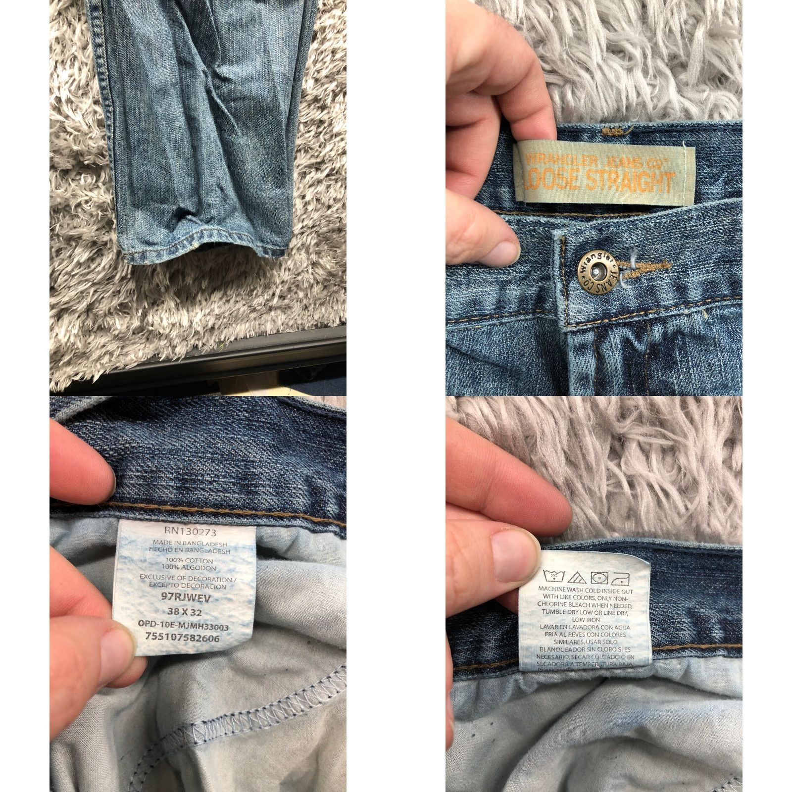 Wrangler Wrangler Jeans 38x32 Mens Mid Rise Straight Leg Dark Wash Blue Denim Shirt? Size US 38 / EU 54 - 8 Thumbnail